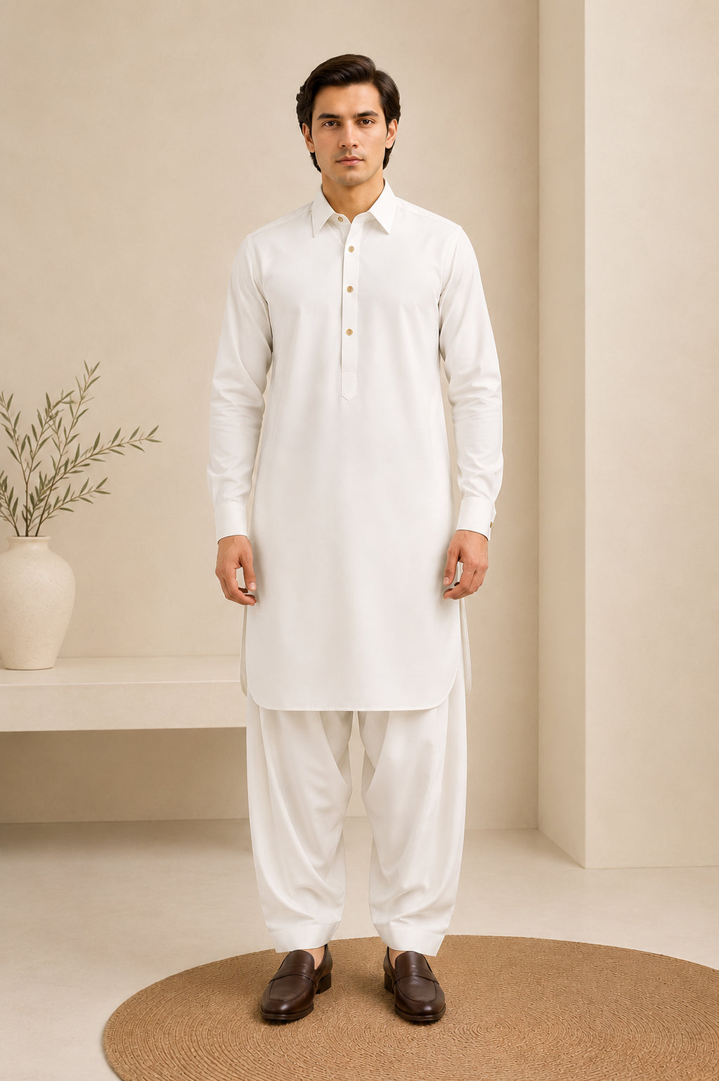 White French Collar Kameez Shalwar - Men - Men