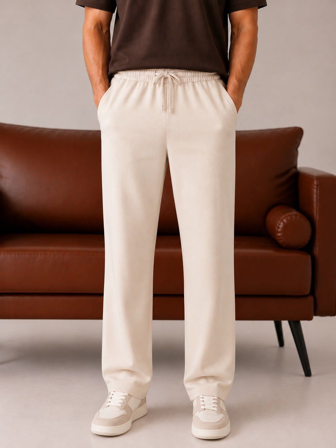 Off White Terry Straight Leg Trousers - Men - Men