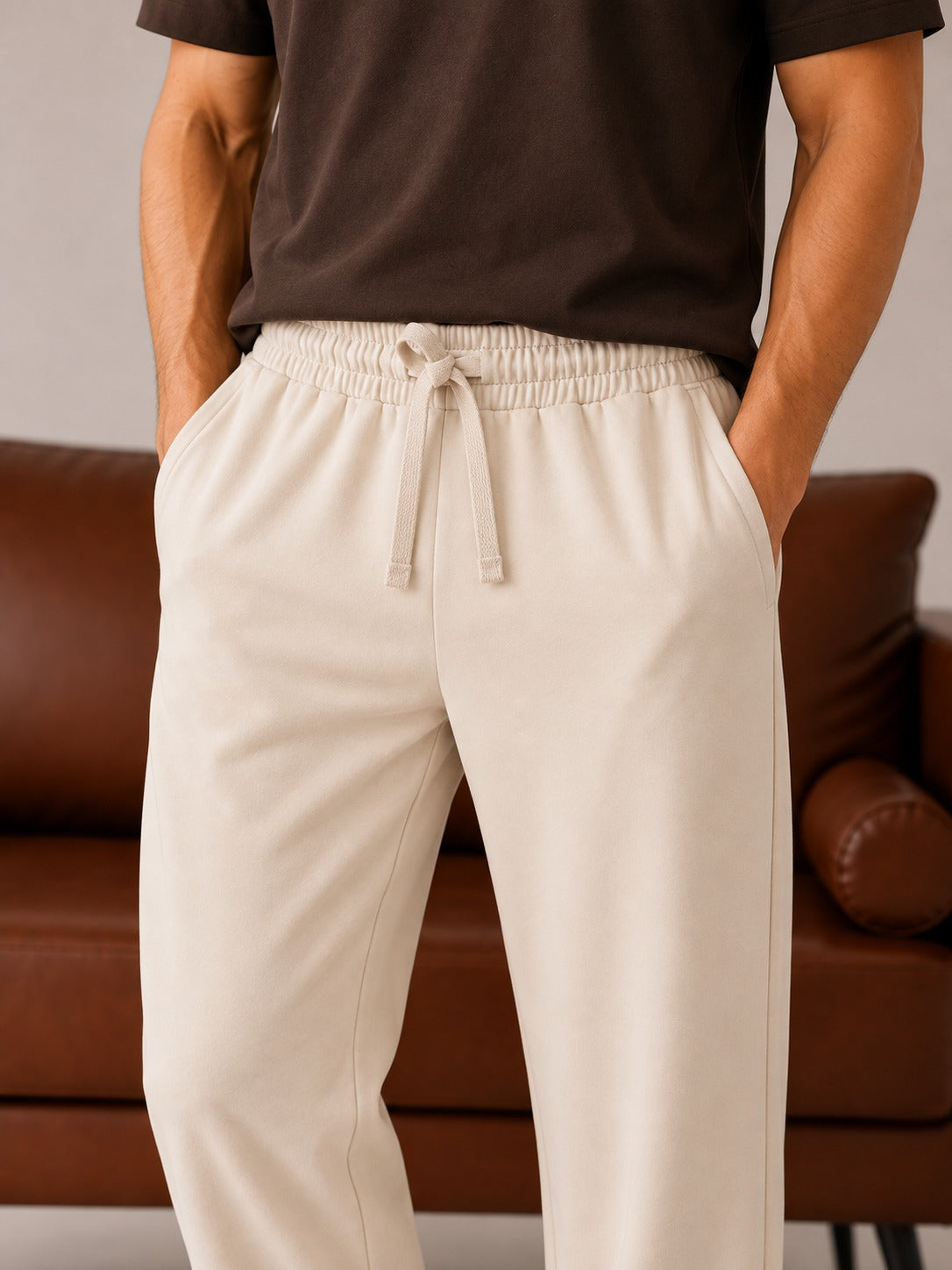 Off White Terry Straight Leg Trousers - Men - Men
