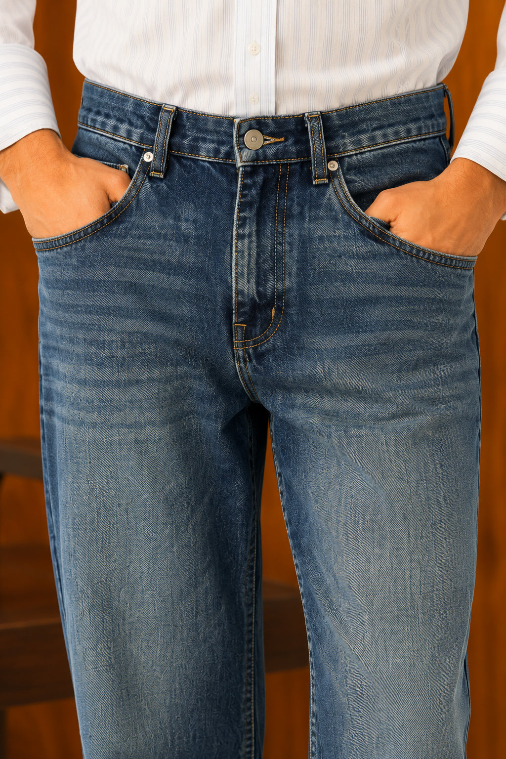 Deep Teal Indigo Straight Fit Denim - Men