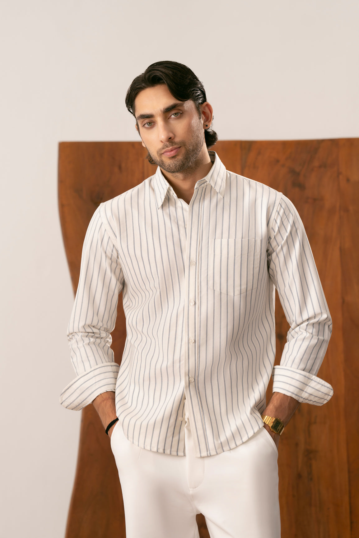 Riviera Blue Wide Stripe Casual Shirt - Men