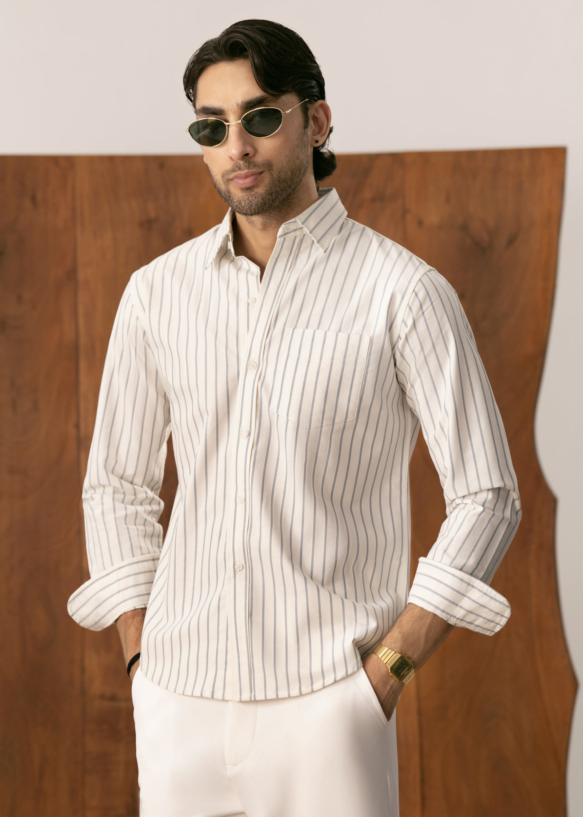 Riviera Blue Wide Stripe Casual Shirt - Men