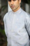 Bluish Grey Embroidered Prince Coat - Men - Men