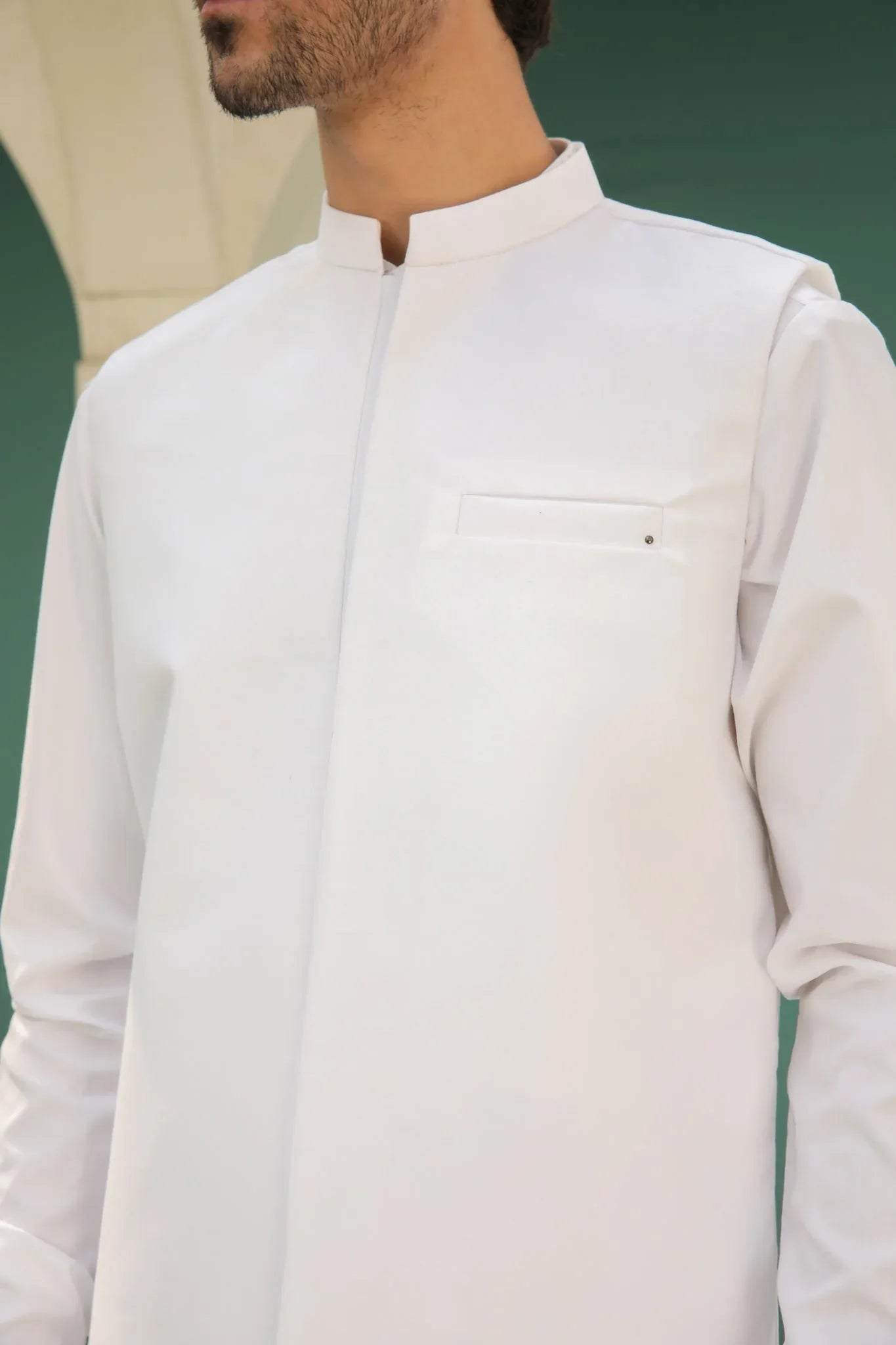 Off White Blended Waistcoat - Straigth Cut - Men - Muraqsh -- Menswear