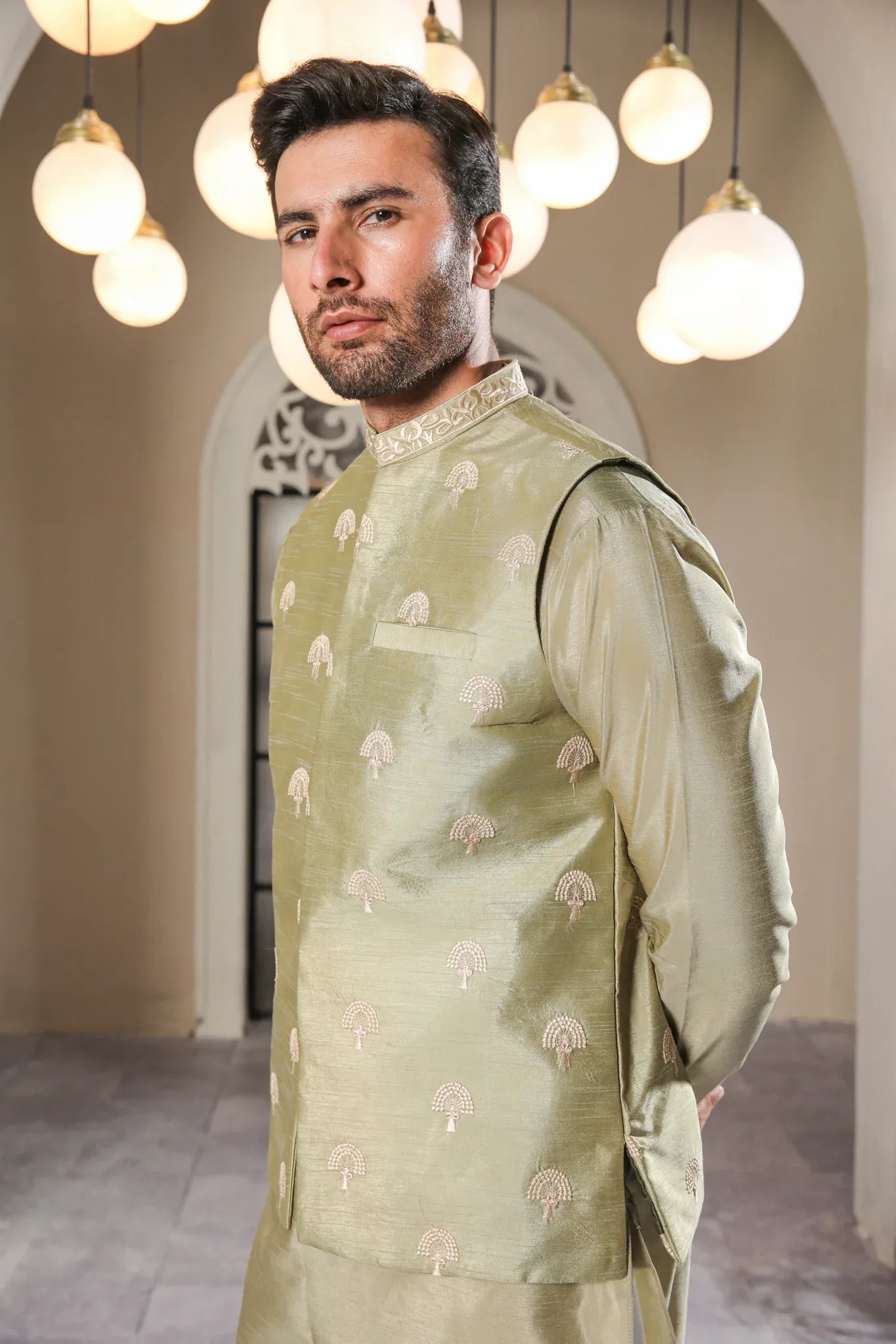Pista Embroidered - Waistcoat Set - 3PC Designerwear