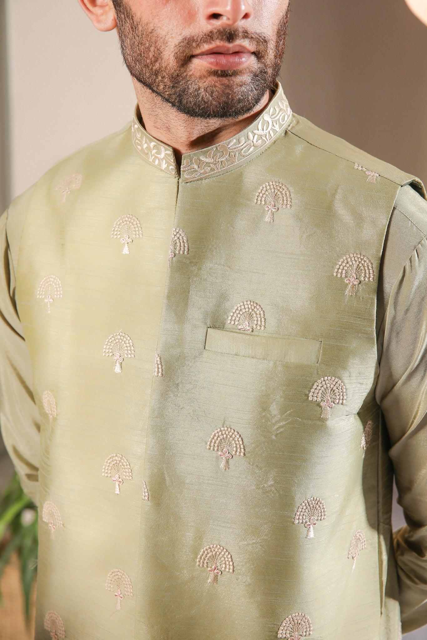 Pista Embroidered - Waistcoat Set - 3PC Designerwear