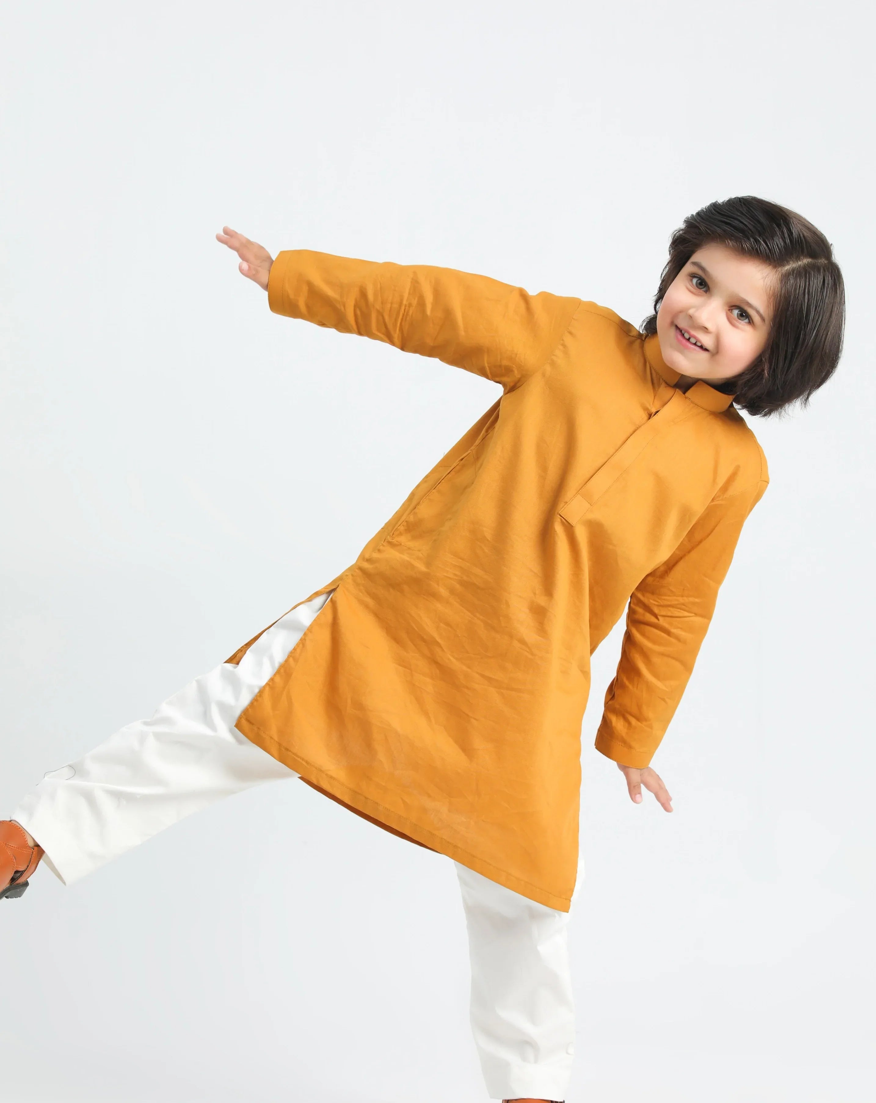 Mustard Cotton Kurta Trouser - MuraqshMuraqsh Man