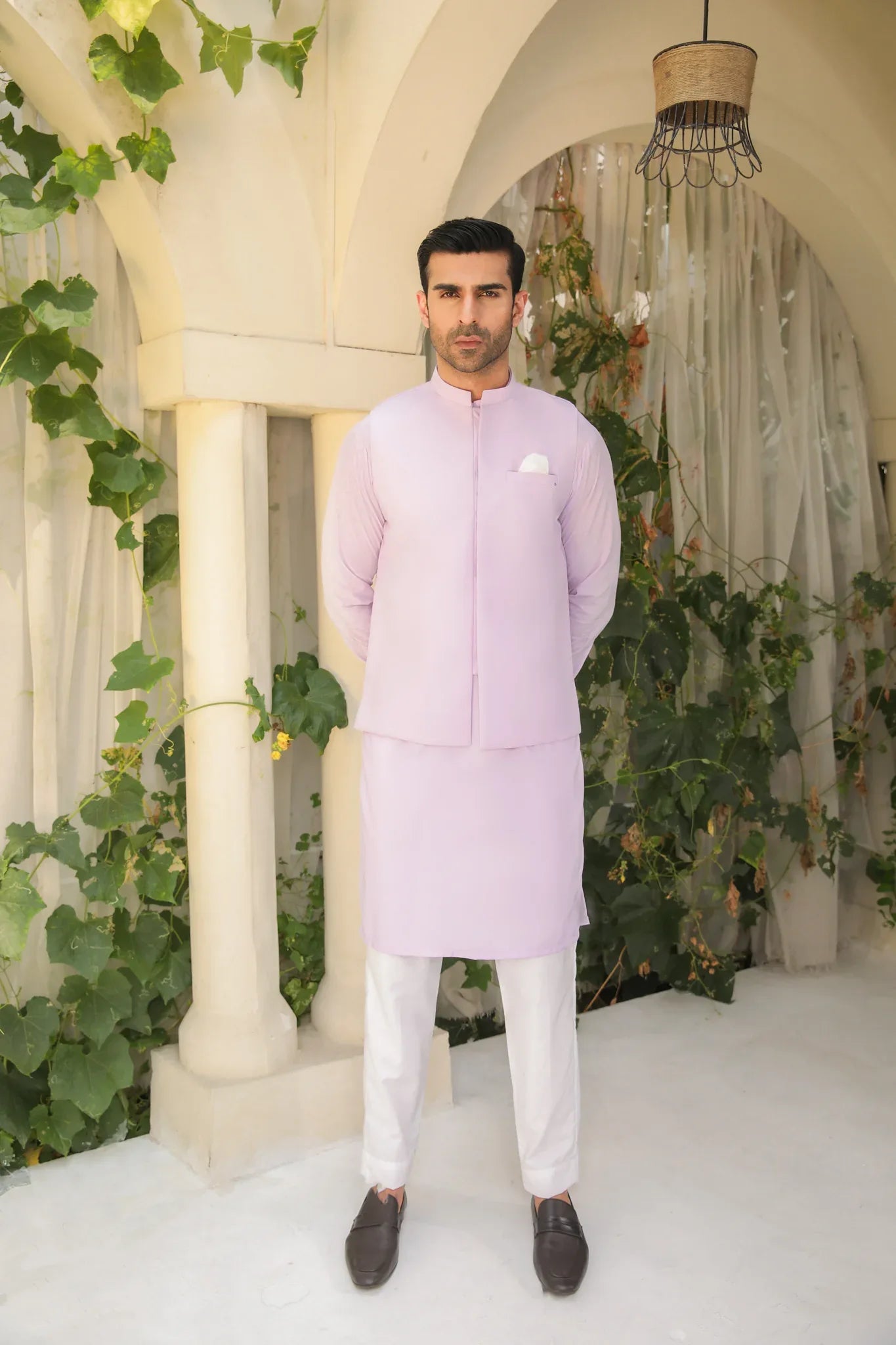 Lilac Kurta Trouser & Waistcoat - Men - 3 Piece