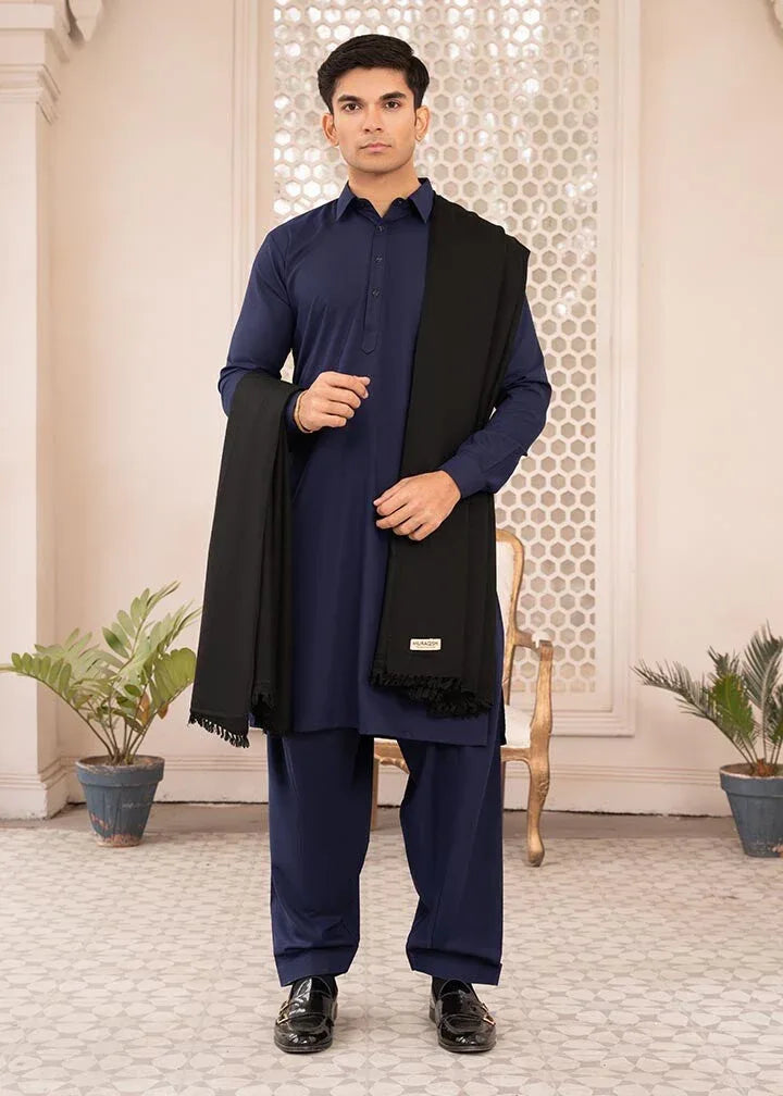 Black Wool Shawl - Men - Muraqsh -- Menswear