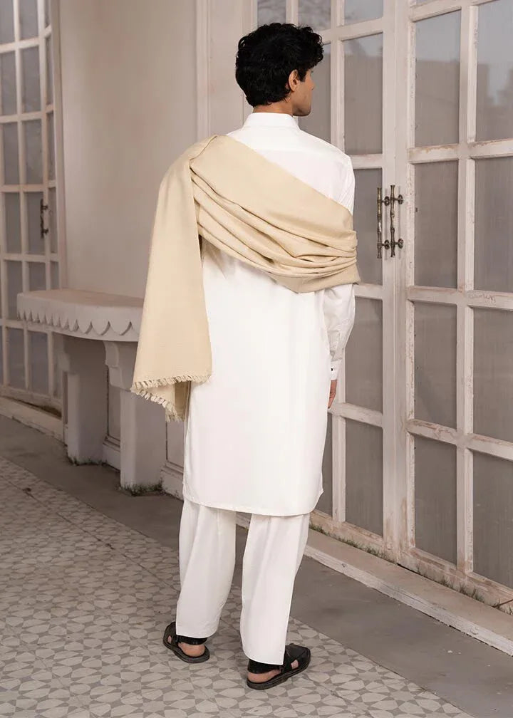 Beige Wool Shawl - Men - Muraqsh -- Menswear