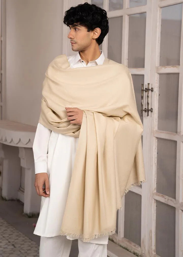 Beige Wool Shawl - Men - Muraqsh -- Menswear