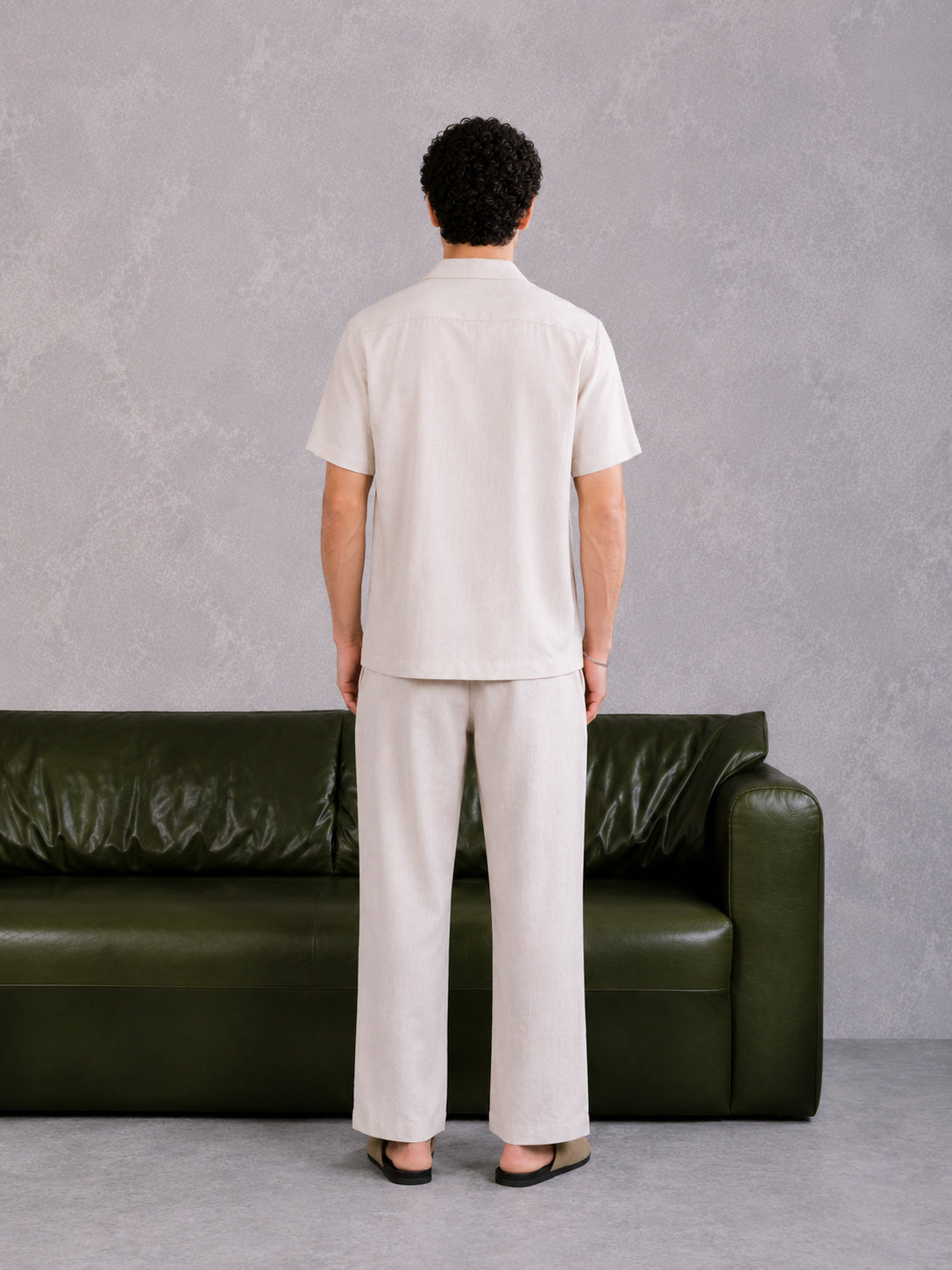 Beige Cotton Blended Coord Set - 2PC - Men - Men