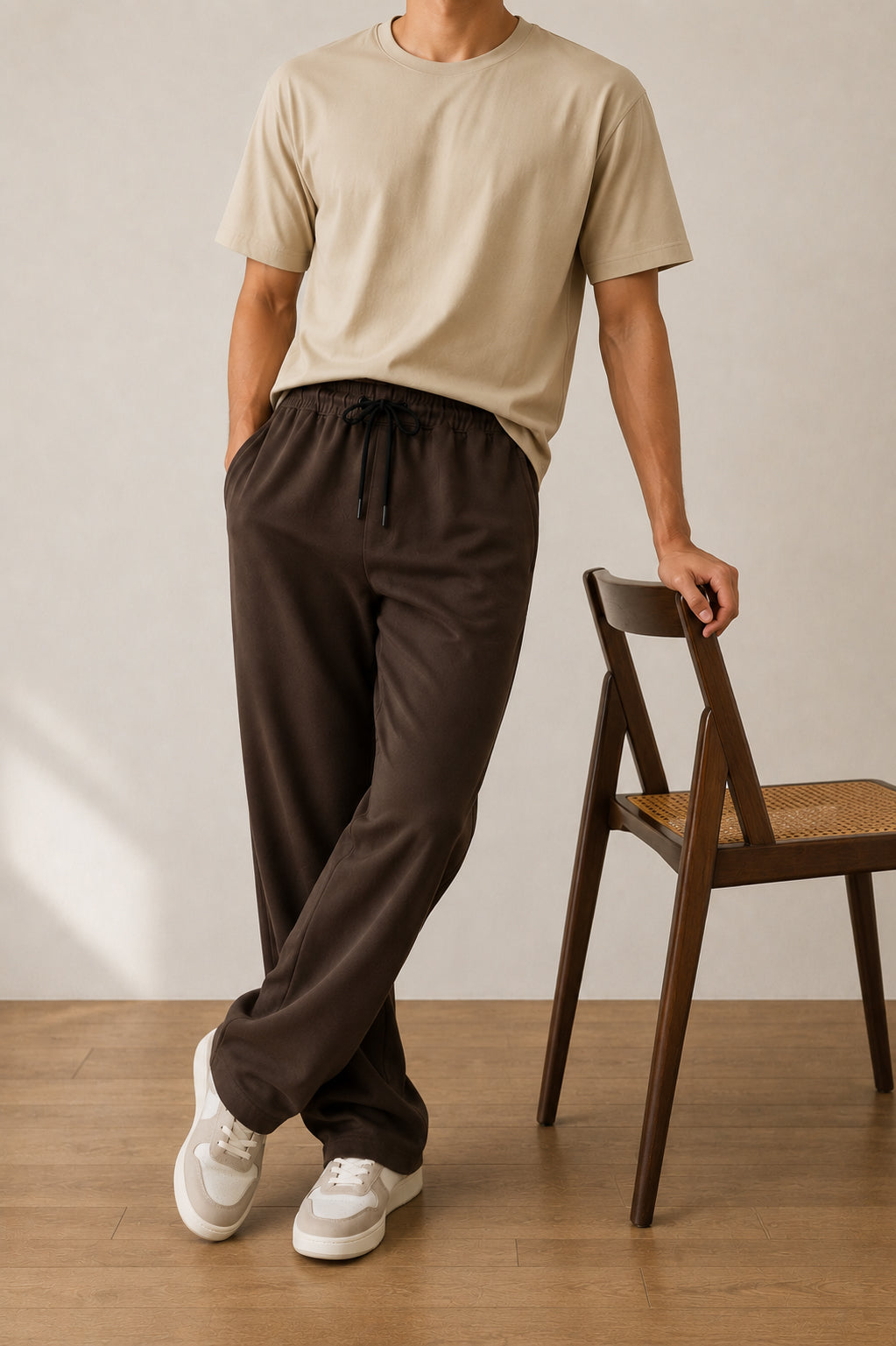 Chocolate Brown Cotton Straight Fit Trouser - Men
