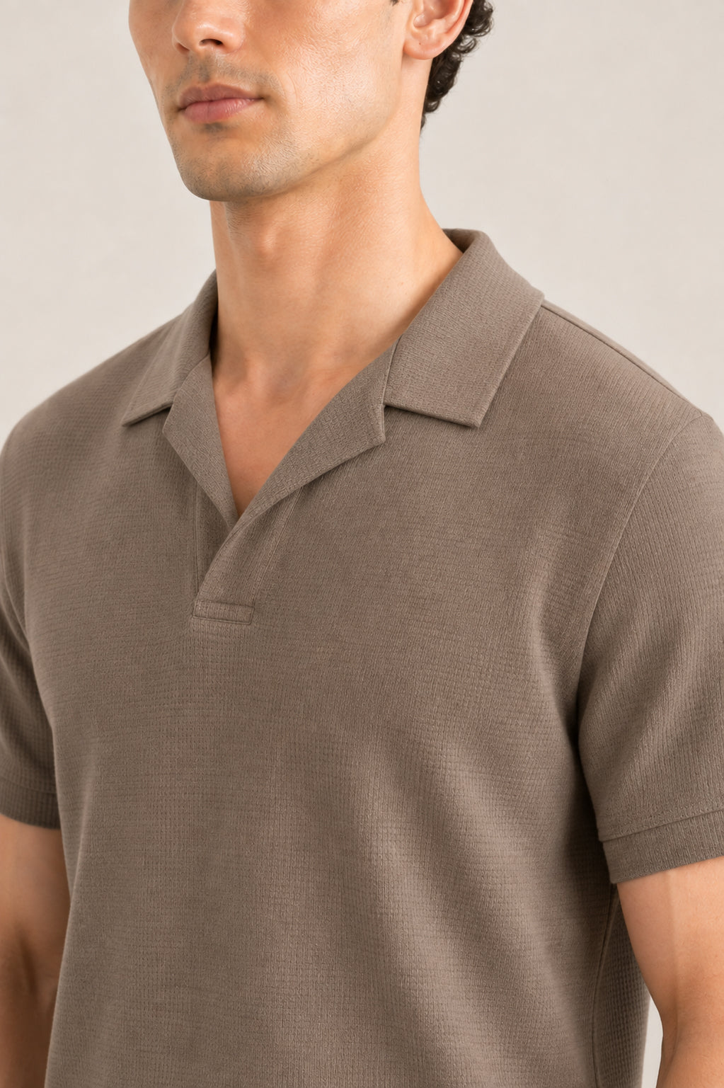 Light Brown Waffle Revere Polo - Smart Fit - Men - Men