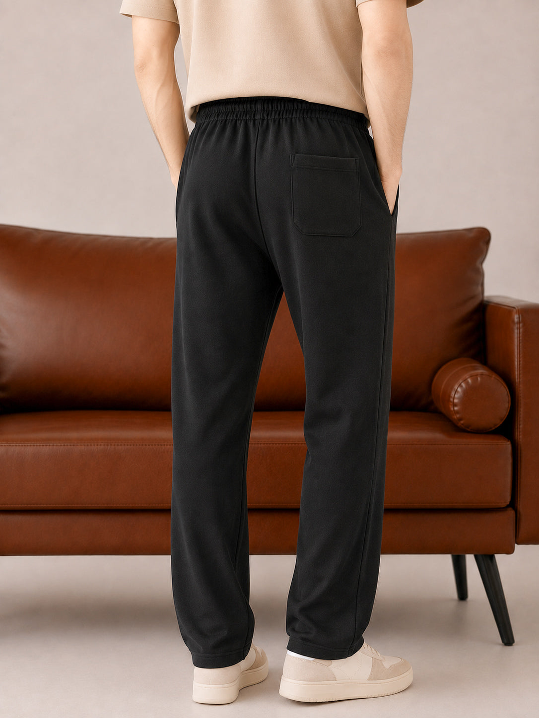 Black Straight Leg Trousers - Men