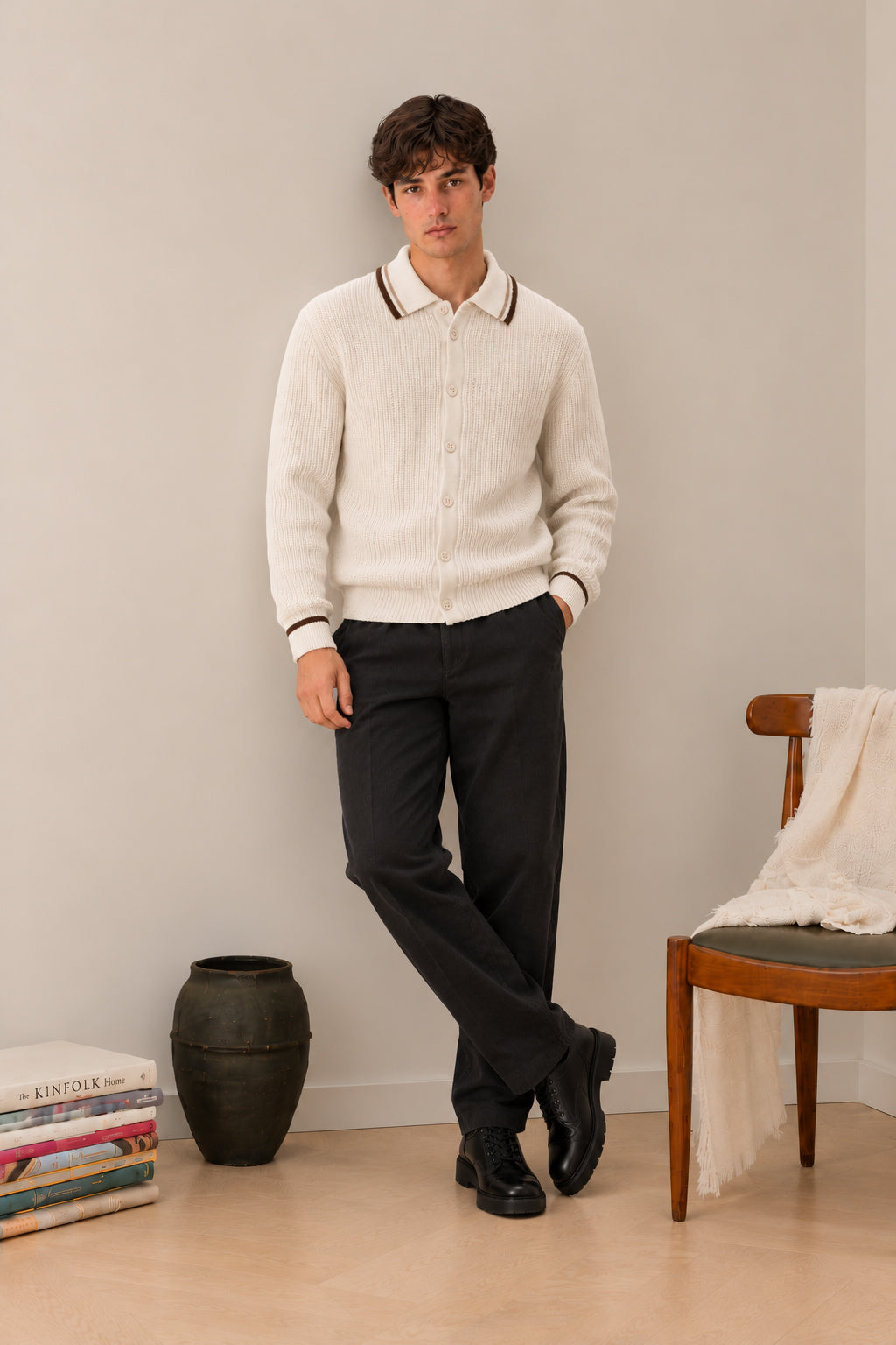 Ivory White Button Down Cardigan