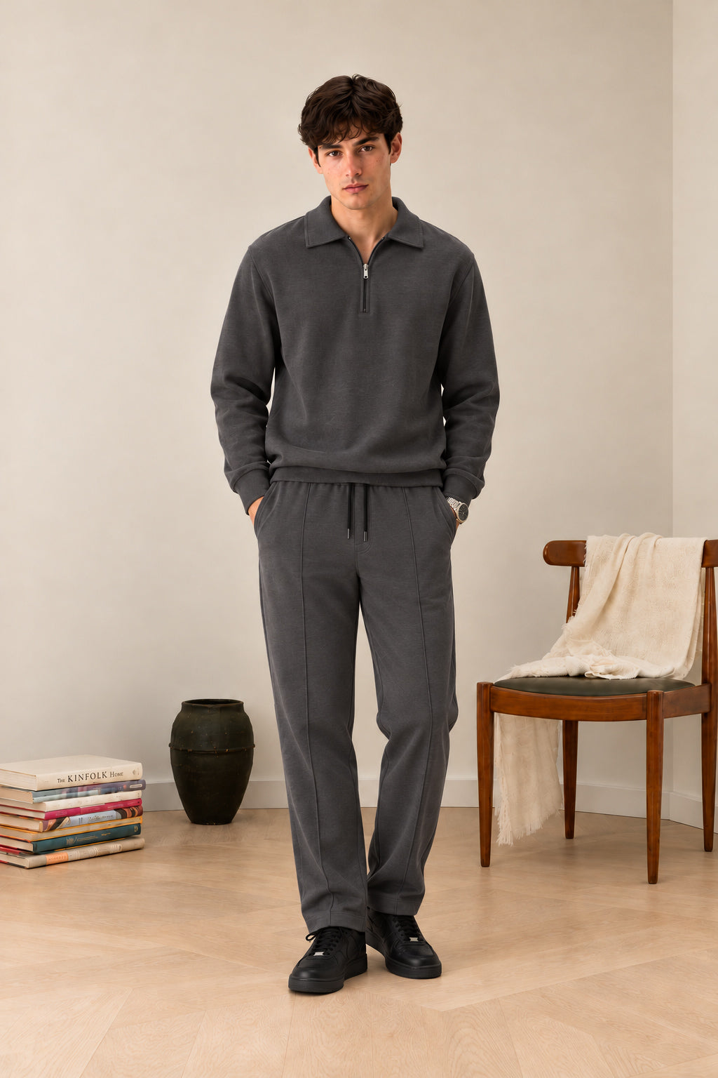 Deep Grey Interlock Co-ord Set - Men