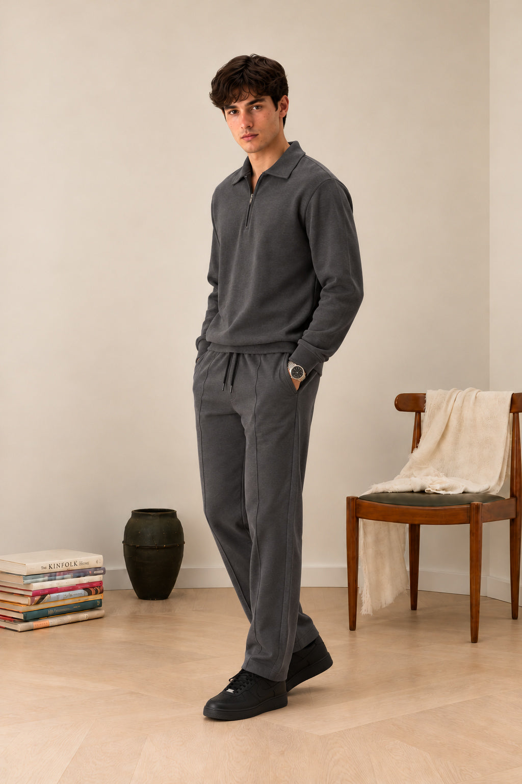 Deep Grey Interlock Co-ord Set - Men