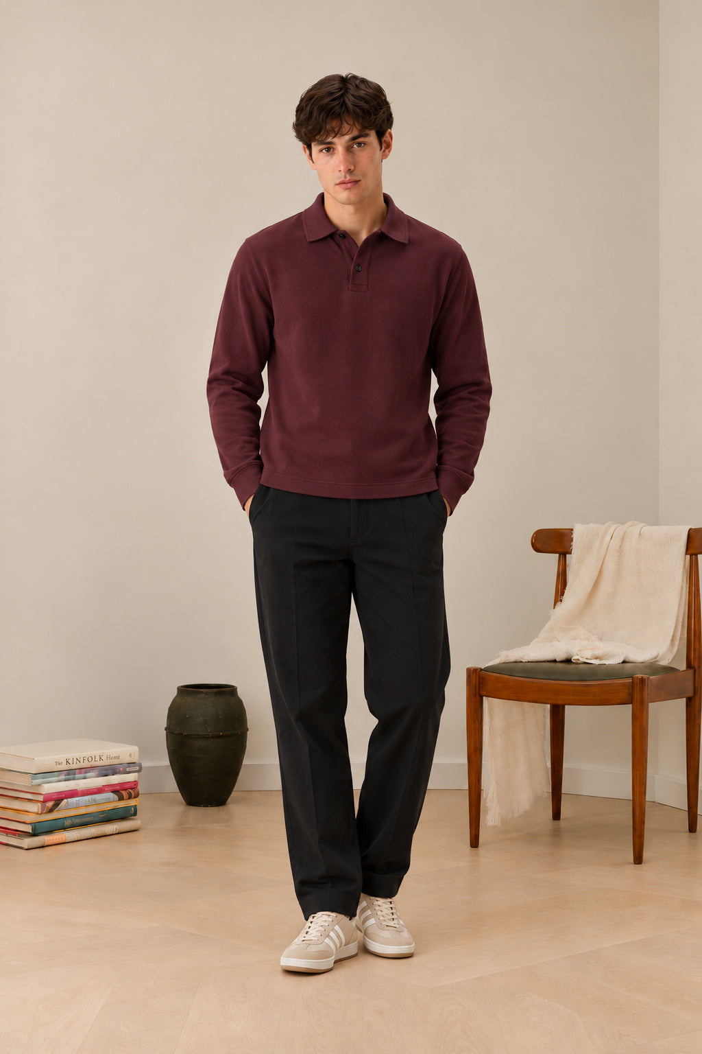 Burgundy Terry Polo
