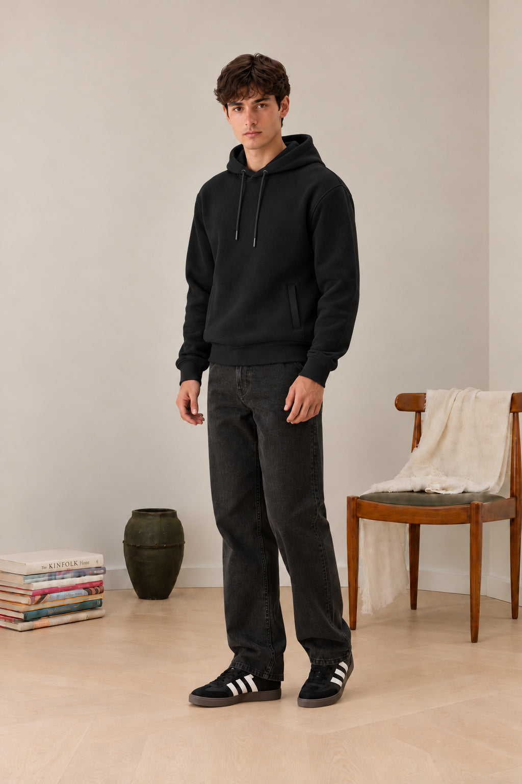 Black Puller Fleece Hoodie - Men
