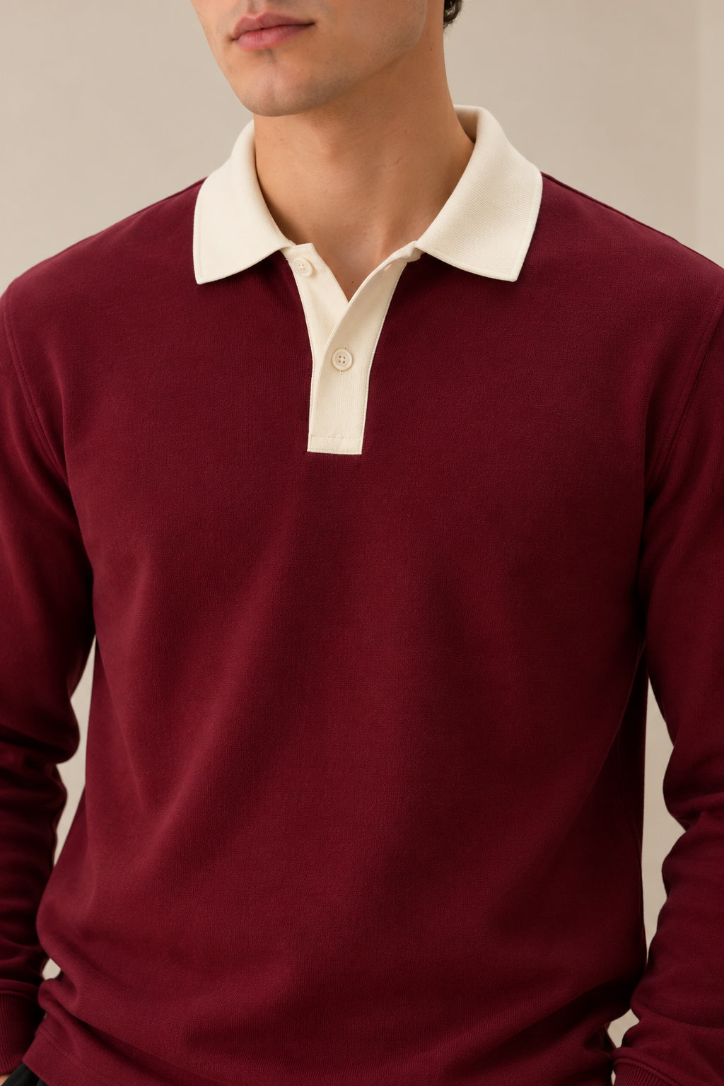 Maroon Contrast Collar Polo
