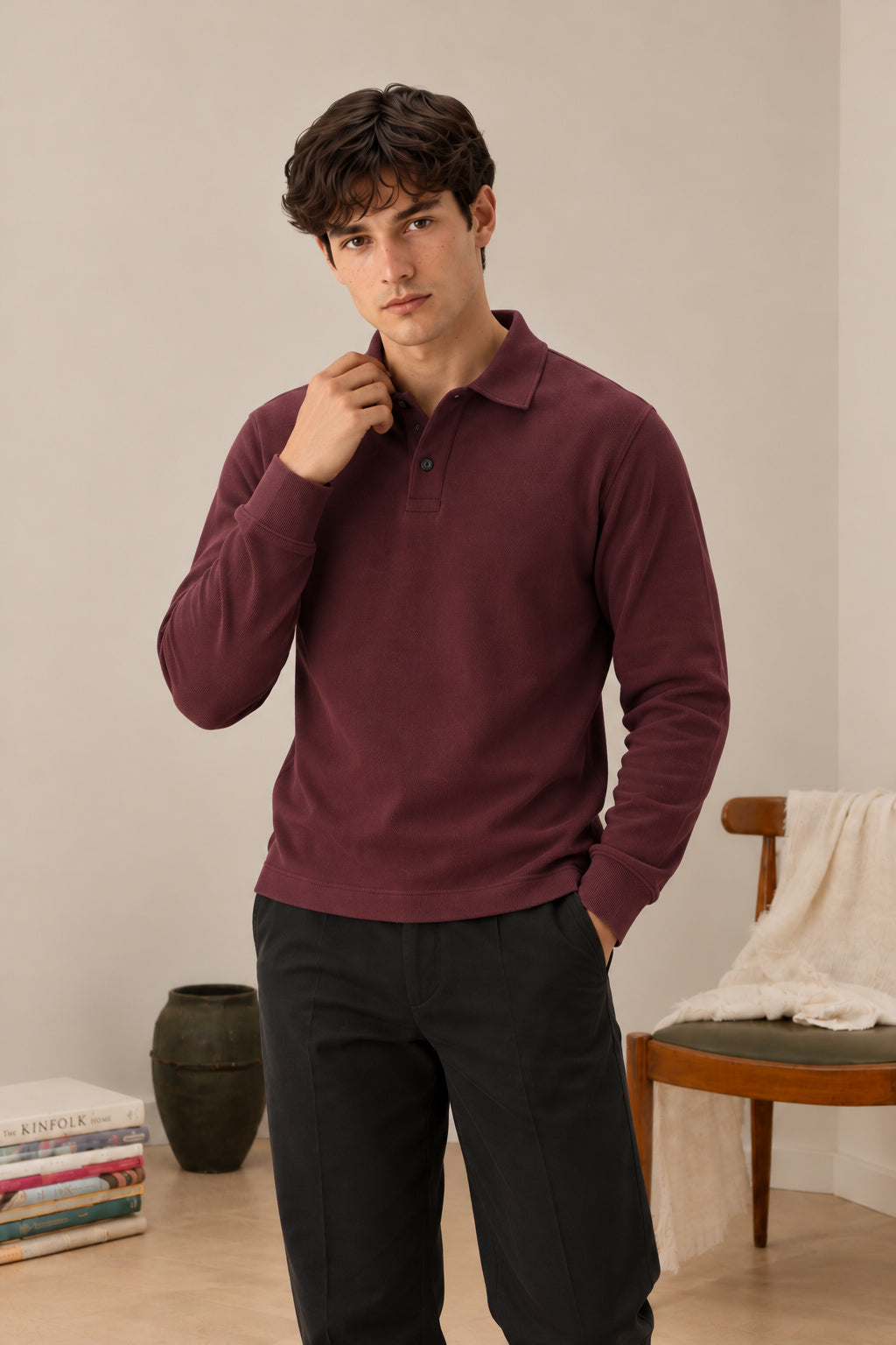 Burgundy Terry Polo