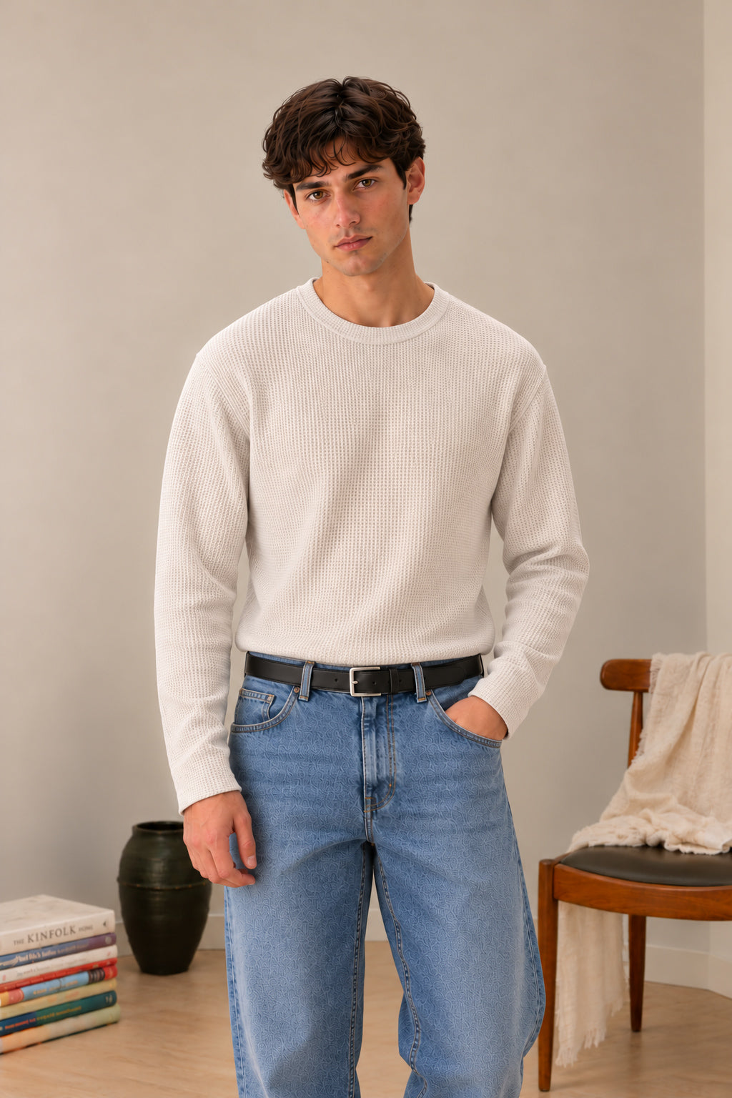 Off White Waffle Knit Tee