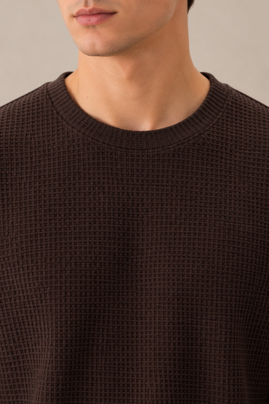 Brown Waffle Knit Tee