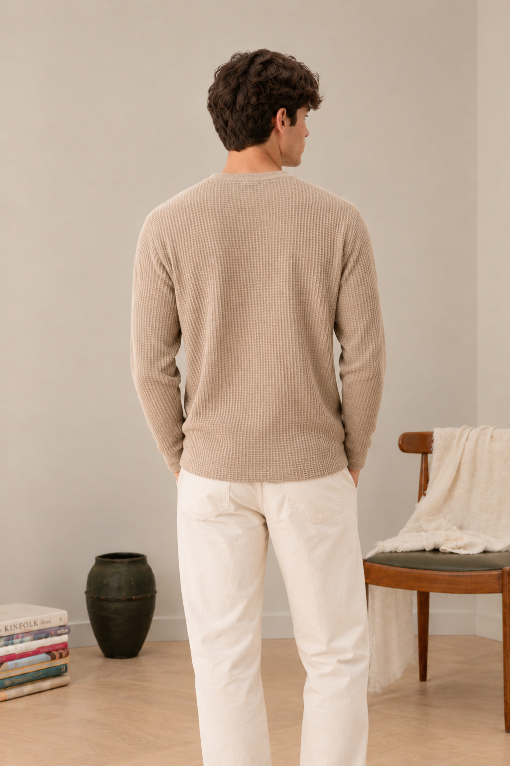 Beige Waffle Knit Tee