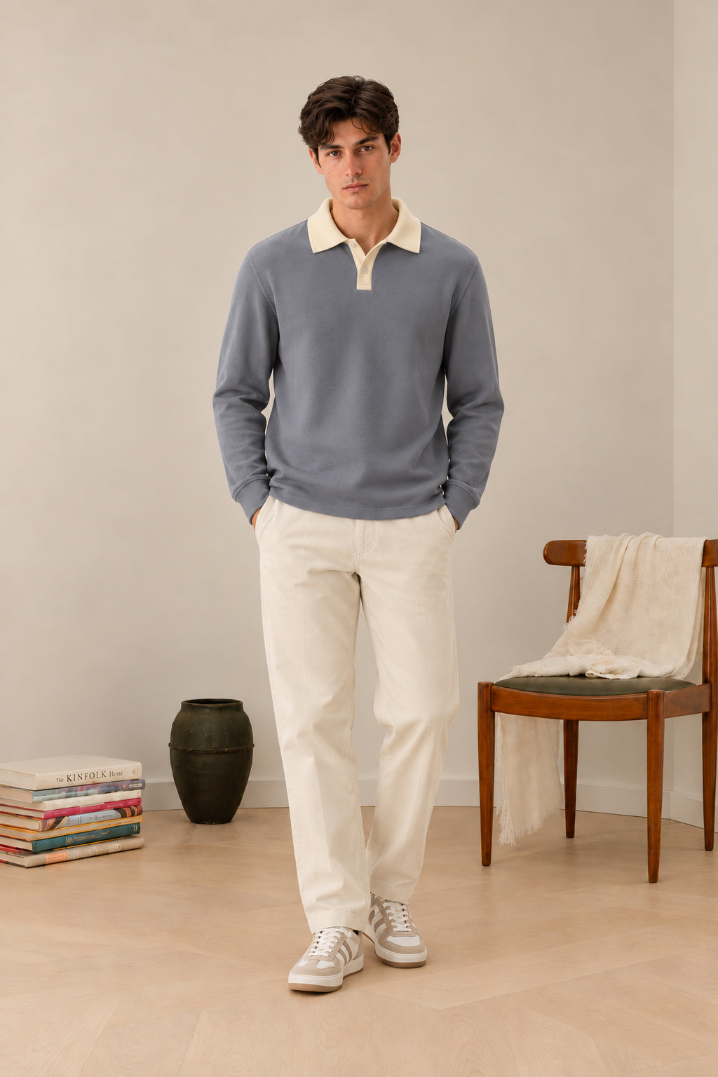 Sapphire Blue Contrast Collar Polo