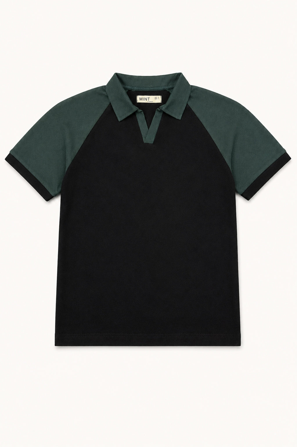 Black & Green Contrast Raglan Polo - Men - Men