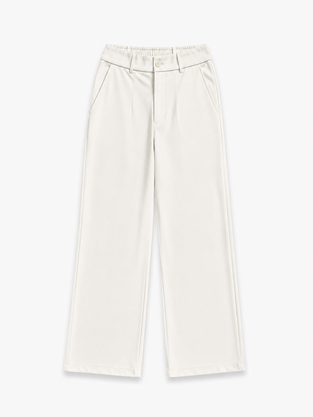 White Pleated Straight Fit Pants - Men