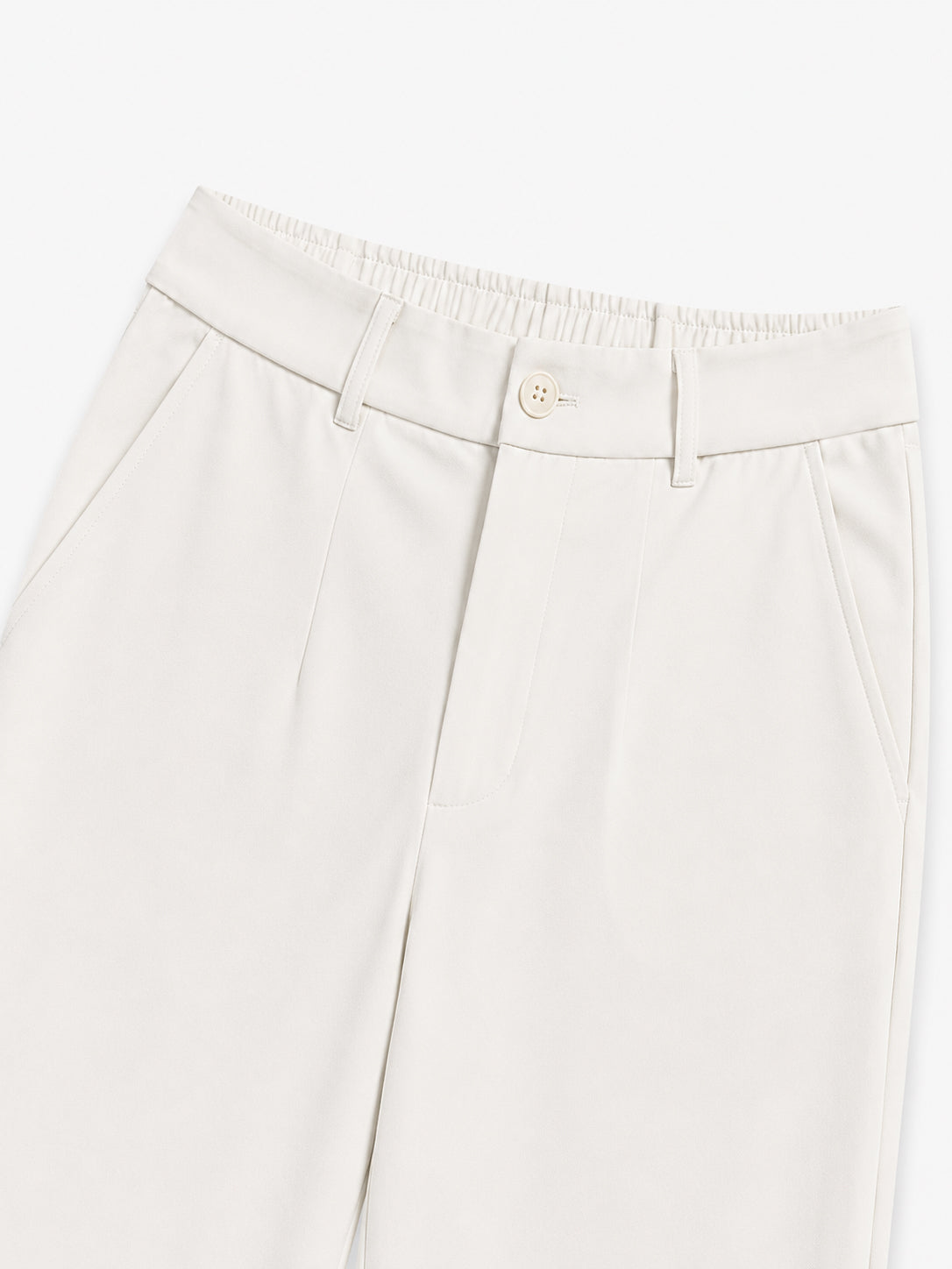 White Pleated Straight Fit Pants - Men