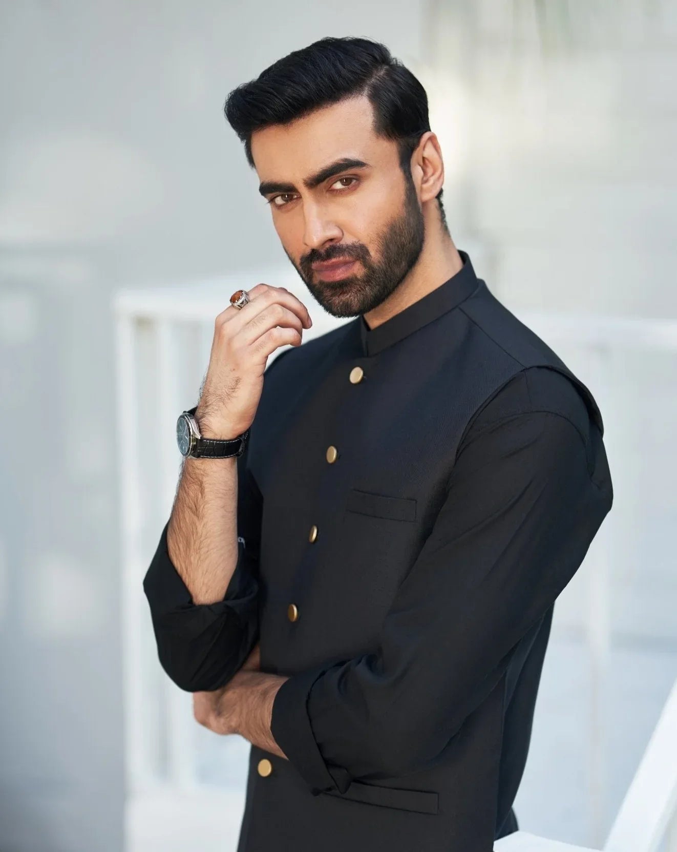 Black Shalwar Kameez with Waistcoat for Men