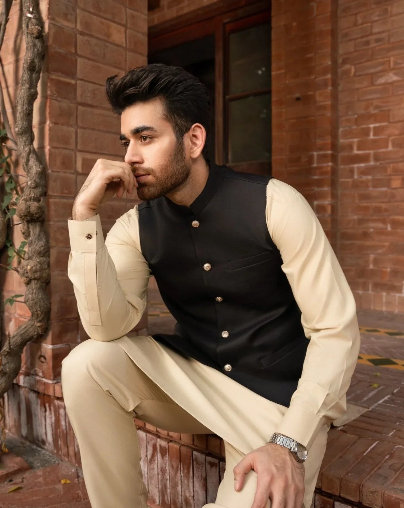 Black Opal Waistcoat for men
