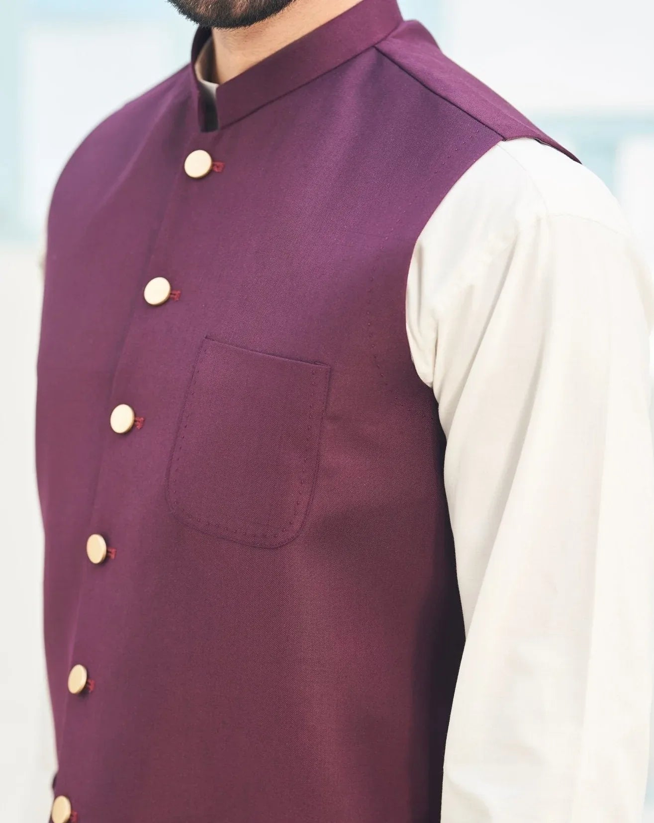 Burgundy Waistcoat - Italian Tropical - Men