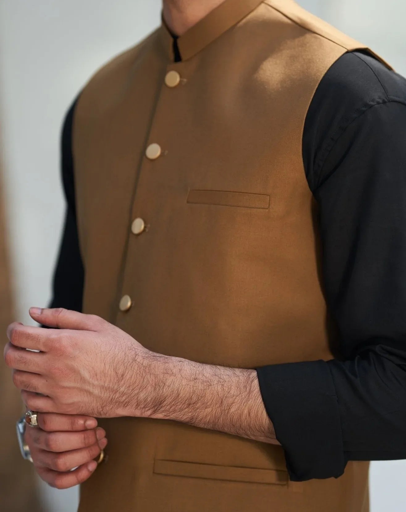 Camel brown waistcoat for men
