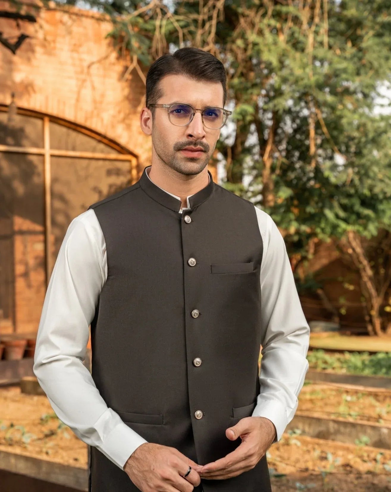 Chocolate Brown Waistcoat - Italian Tropical for men