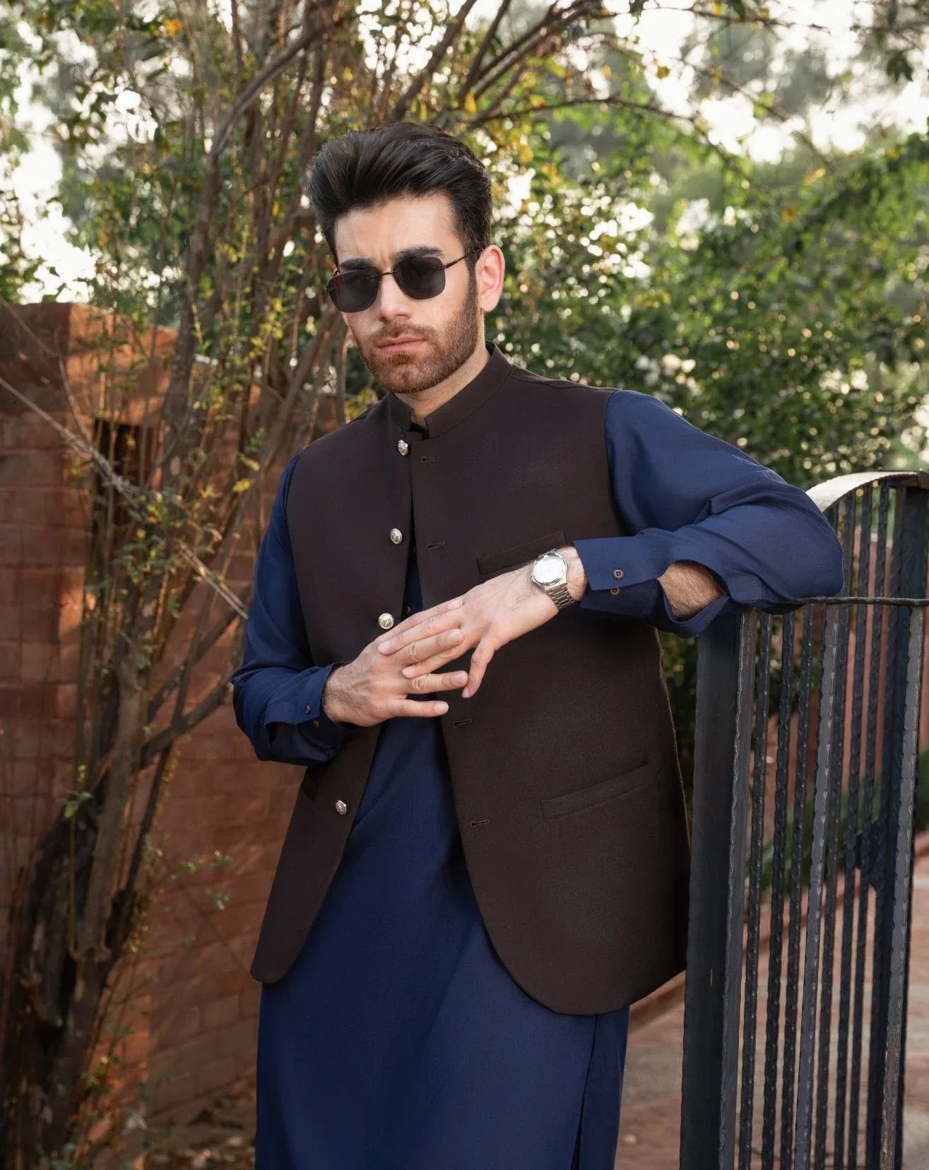 Chocolate Brown Waistcoat - Italian Tropical for men