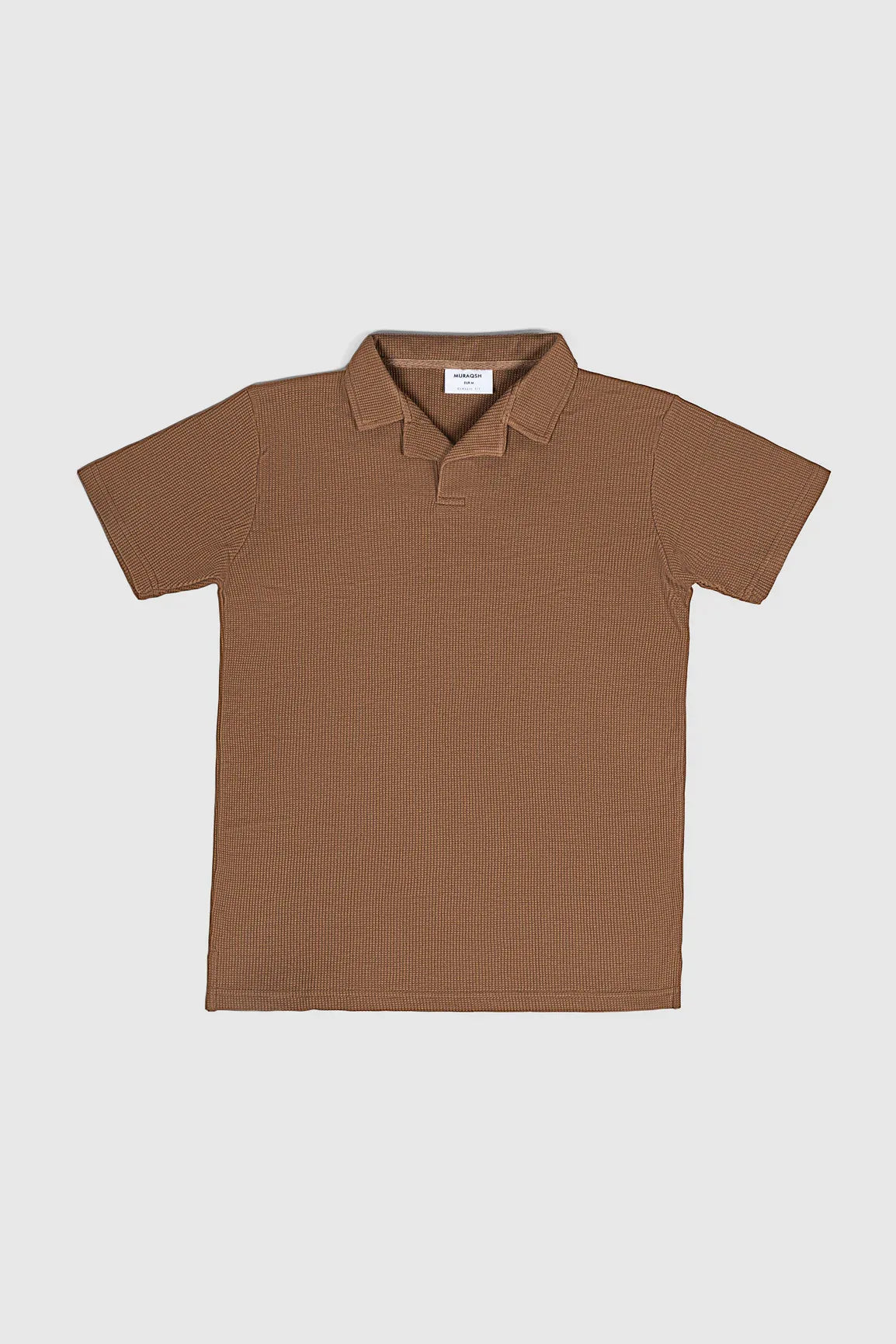 Camel Waffle Revere Polo - Men - Muraqsh -- Men Western