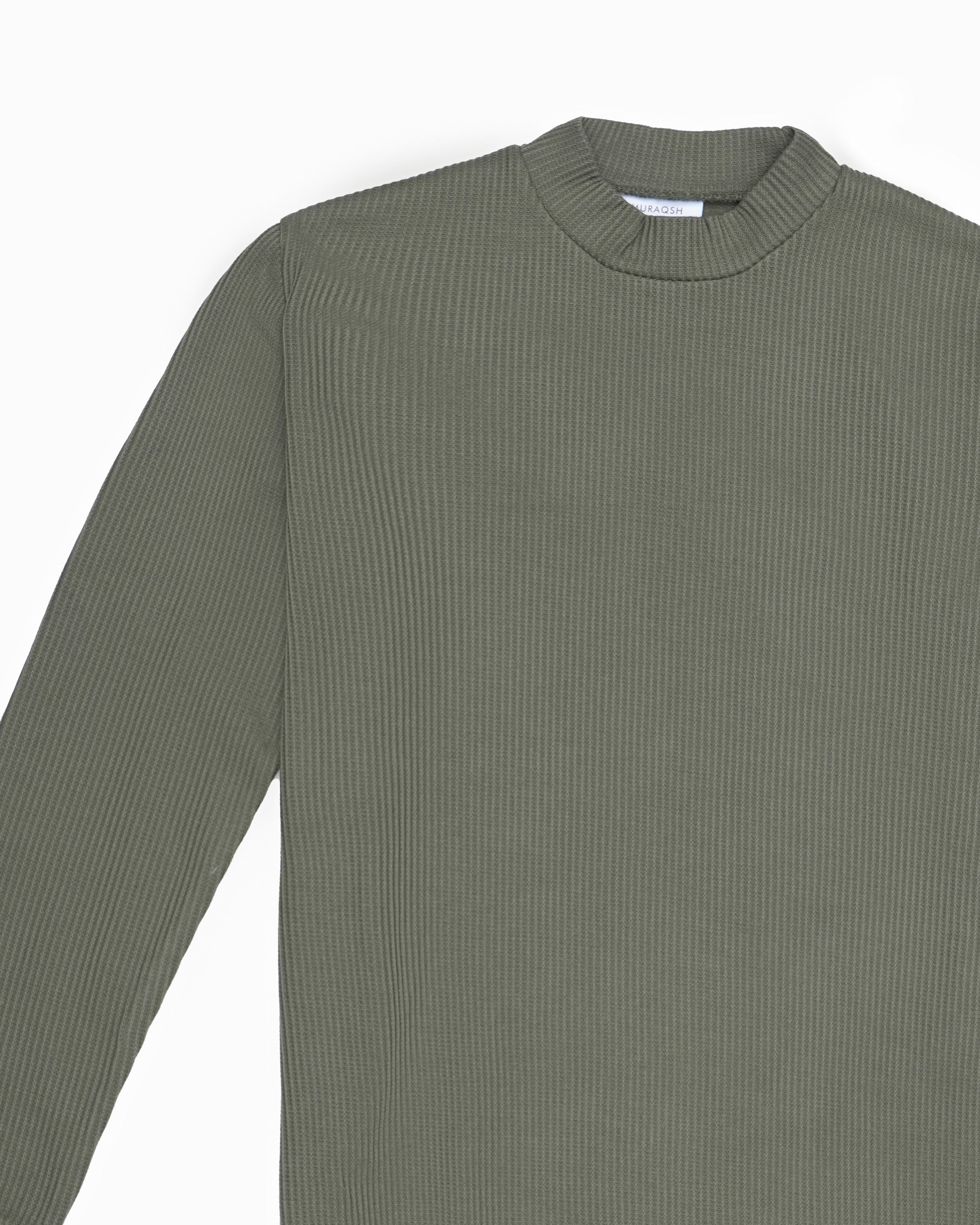 Olive Drop Needle Mock Neck - Men