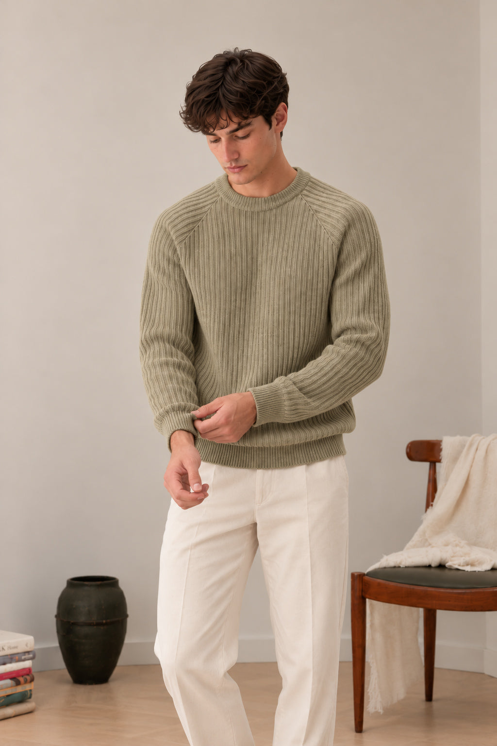 Light Pistachio Raglan Sweater