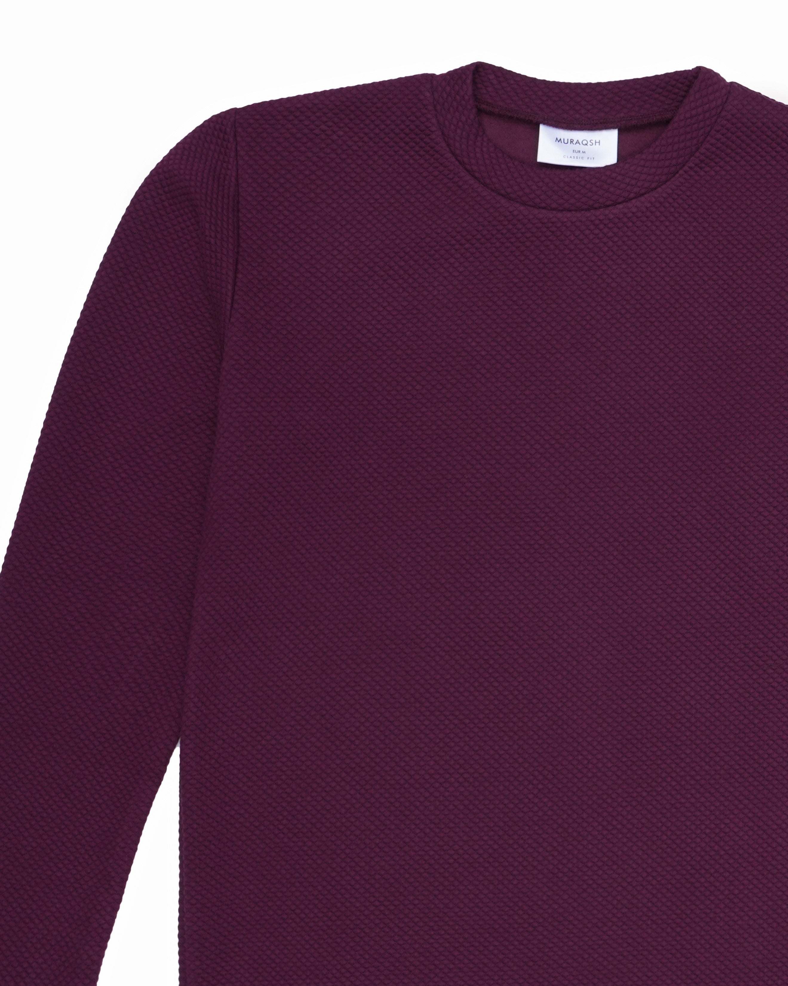 Waffle Burgundy Sweat Shirt - Men