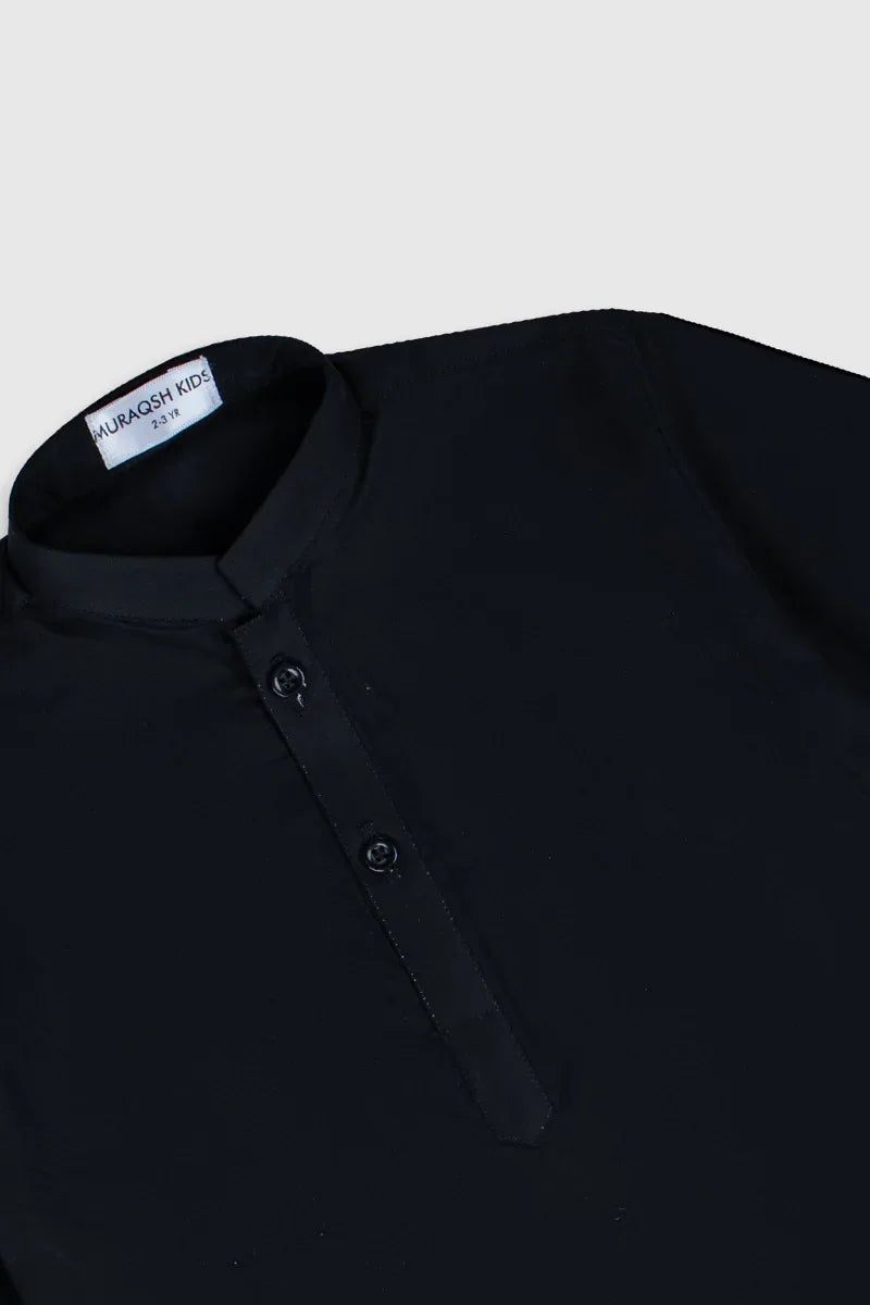 Black Soft Cotton Kurta Trouser - Kids - Muraqsh -- Kidswear