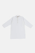 Off White Cotton Kurta Trouser - Kids