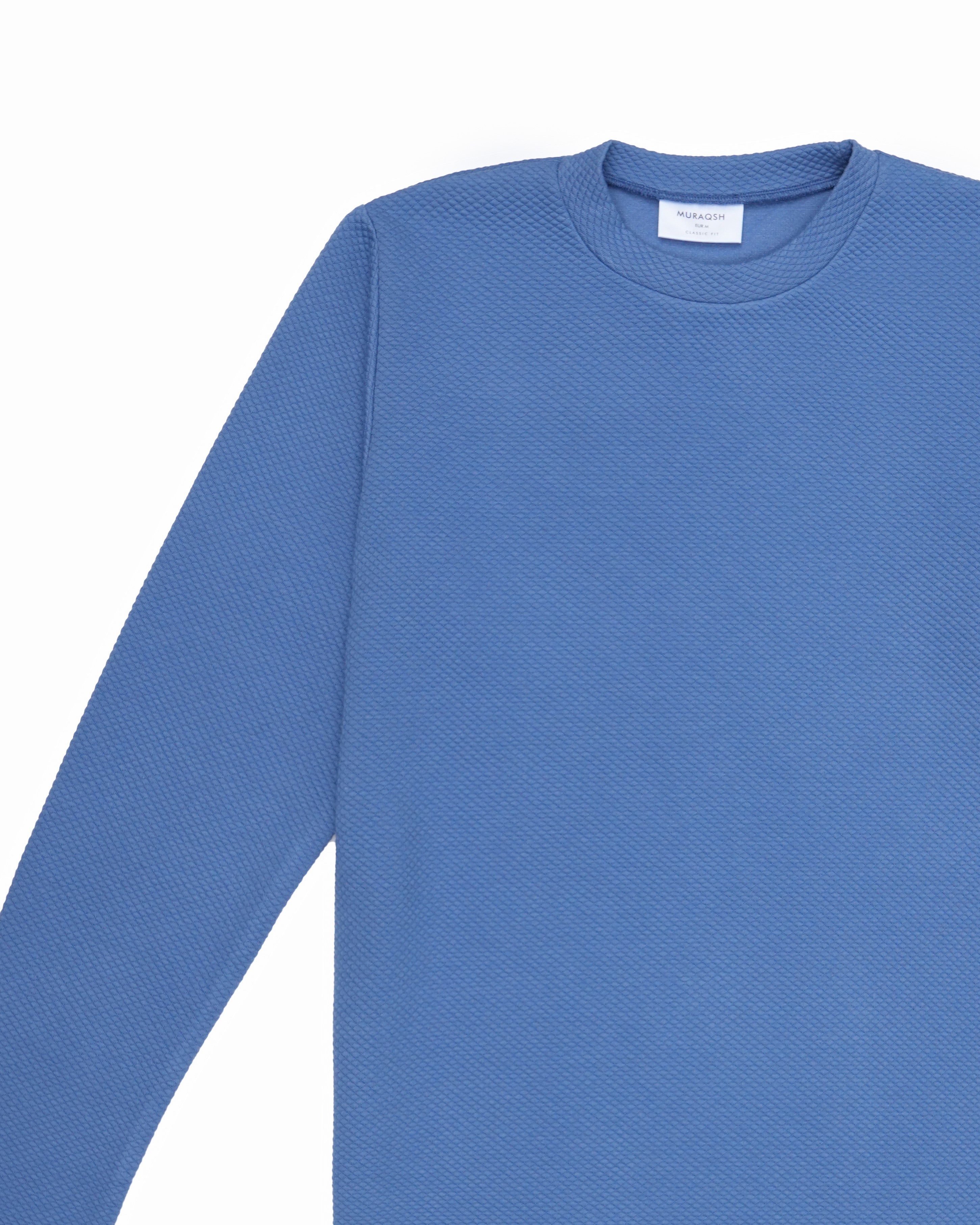 Waffle Sky Blue Sweat Shirt - Men