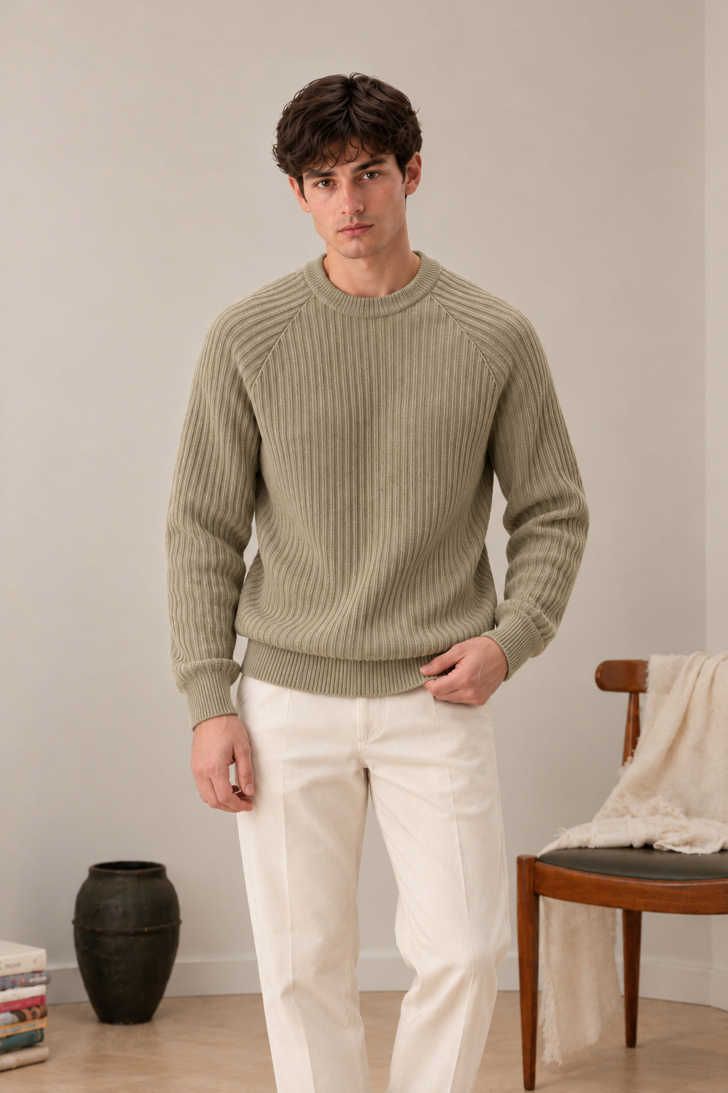 Light Pistachio Raglan Sweater