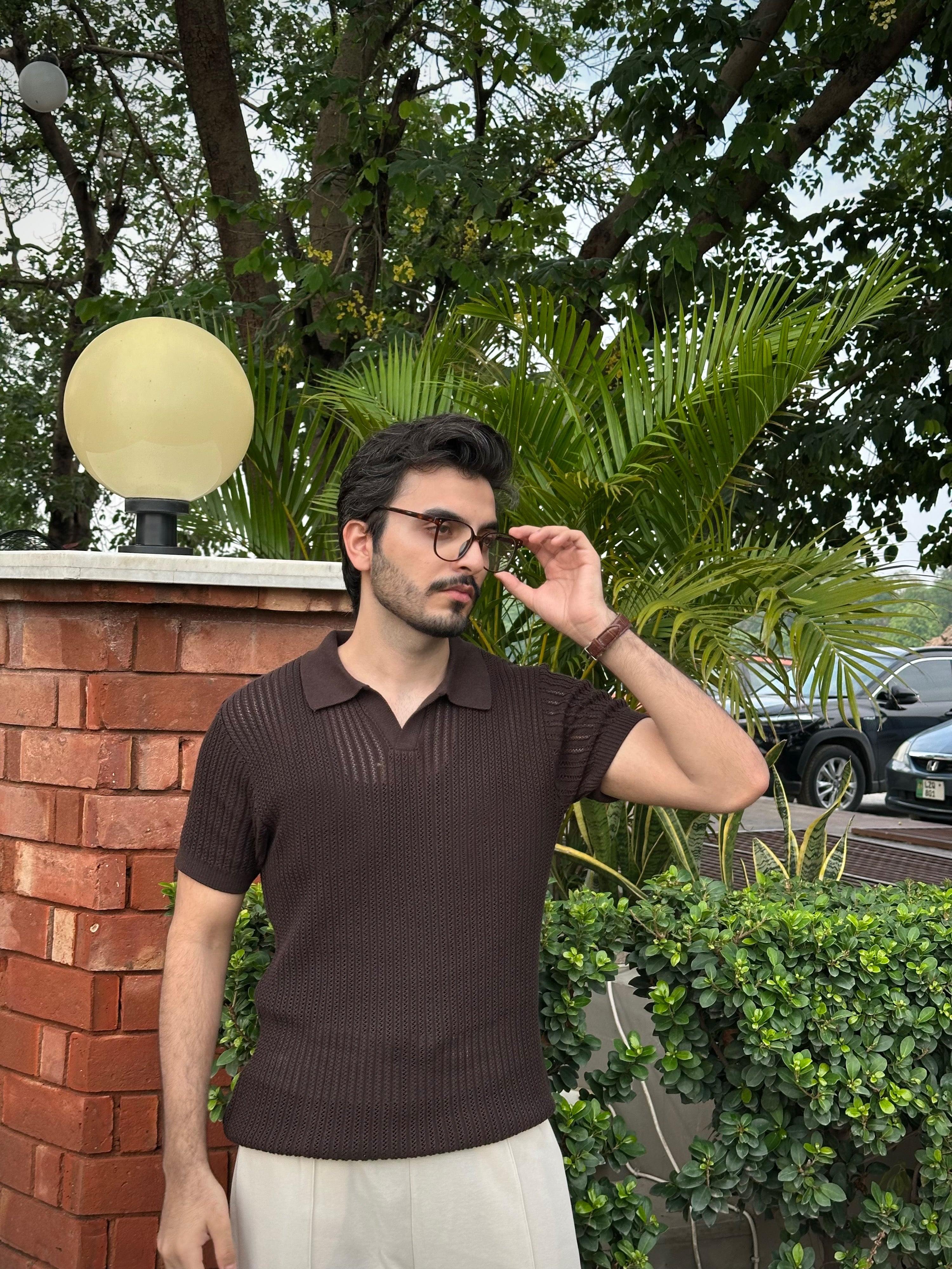 Dark Brown Riviera Knit Polo