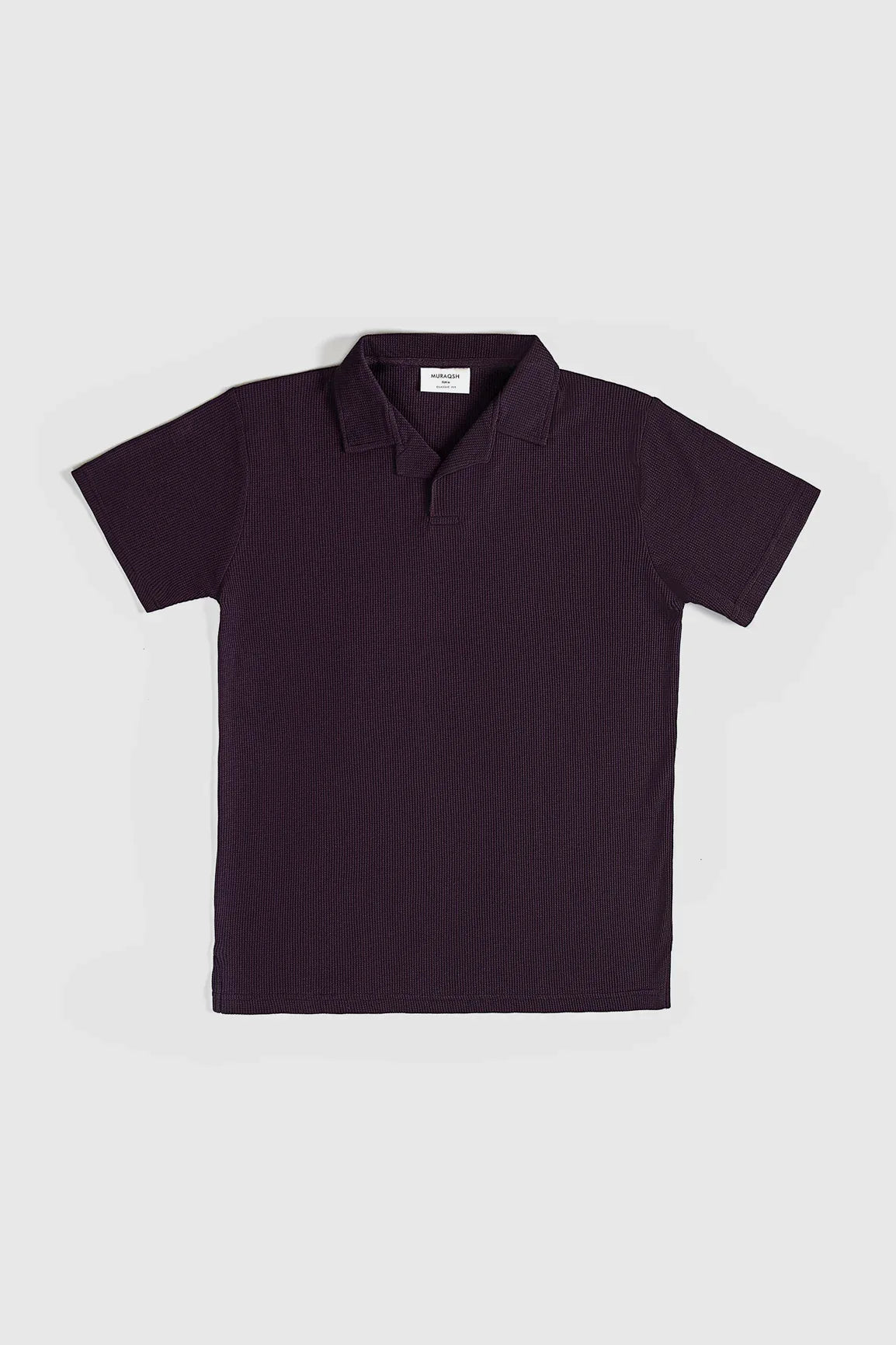 Deep Burgundy Waffle Revere Polo - Men - Muraqsh -- Men Western