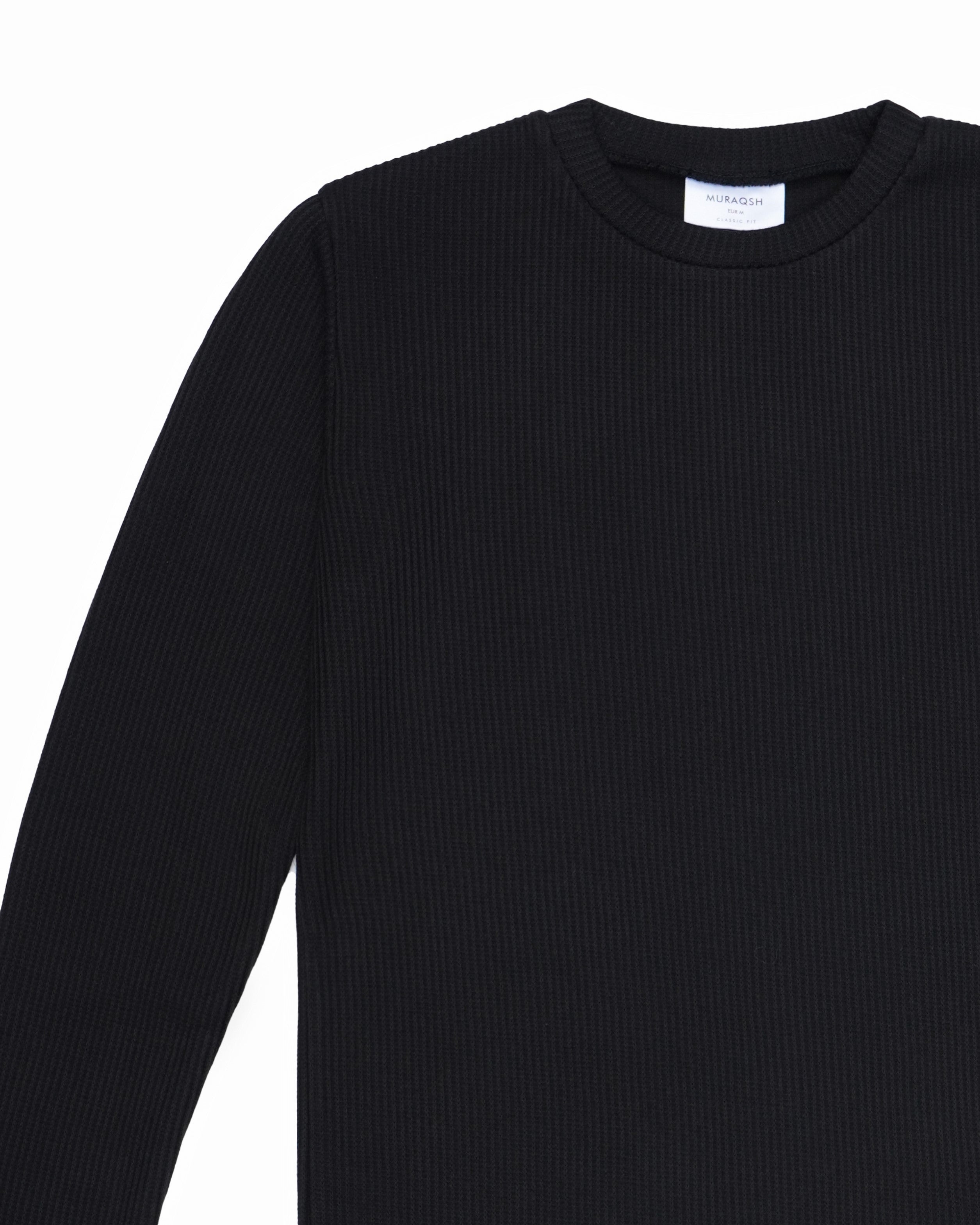 Black Drop Needle Sweat Shirt - Men